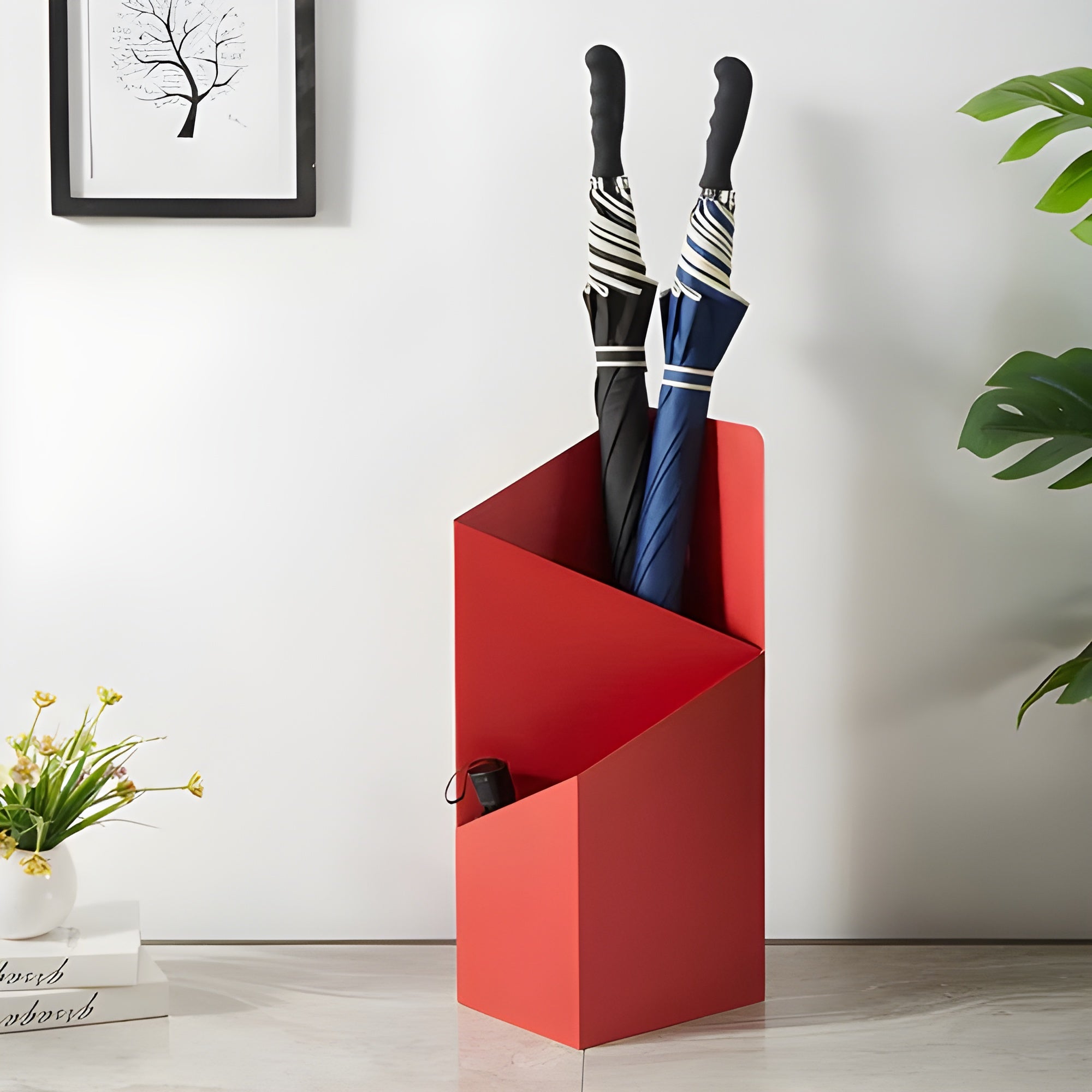 Auroline Metall-schirmständer – Skandinavisches Design Für Flure Und Eingangsbereiche - Rot - Regenschirmhalter