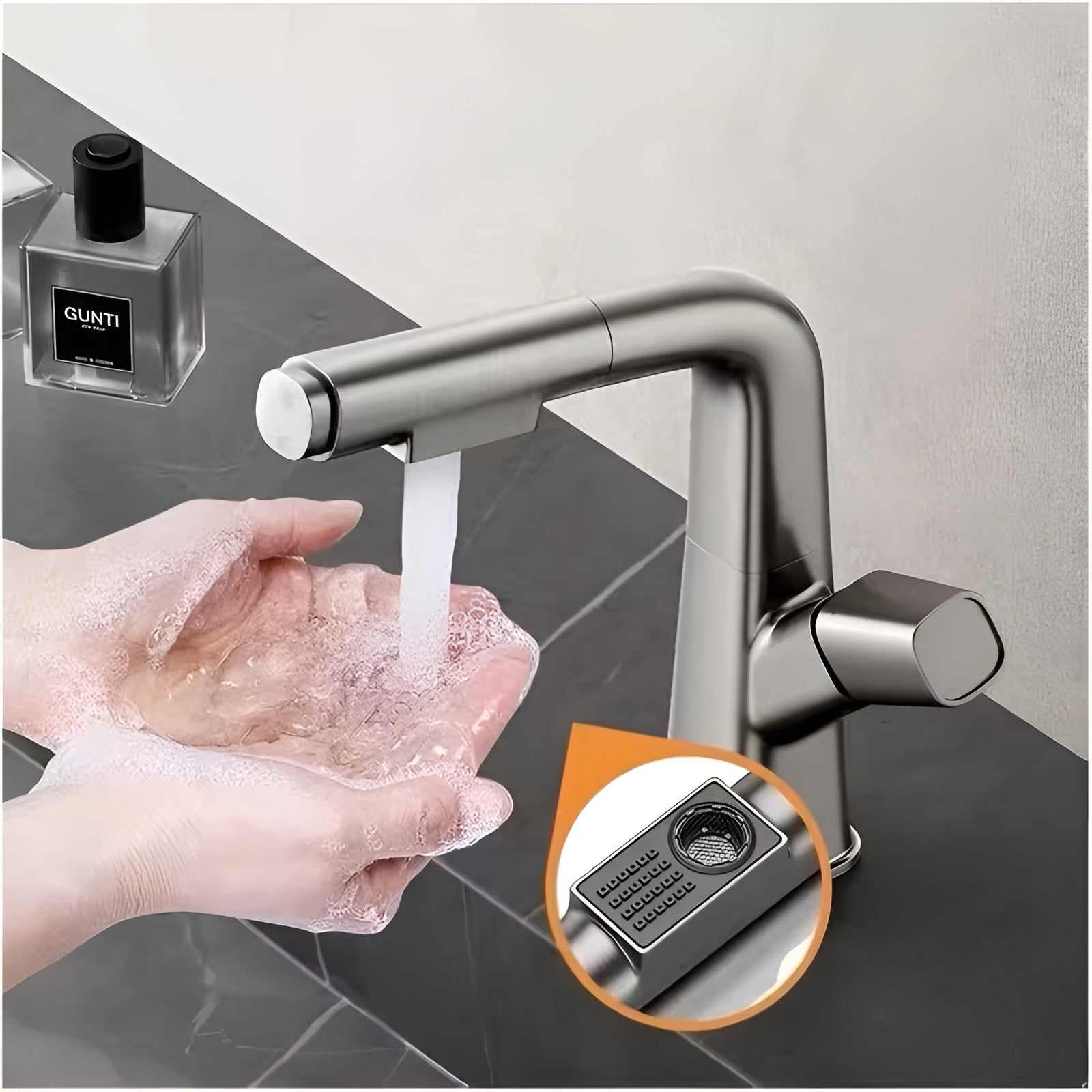 Ausziehbare Badezimmerarmatur für Waschbecken – Einhebel-Waschtischarmatur mit ausziehbarer Brause Einloch-Montage