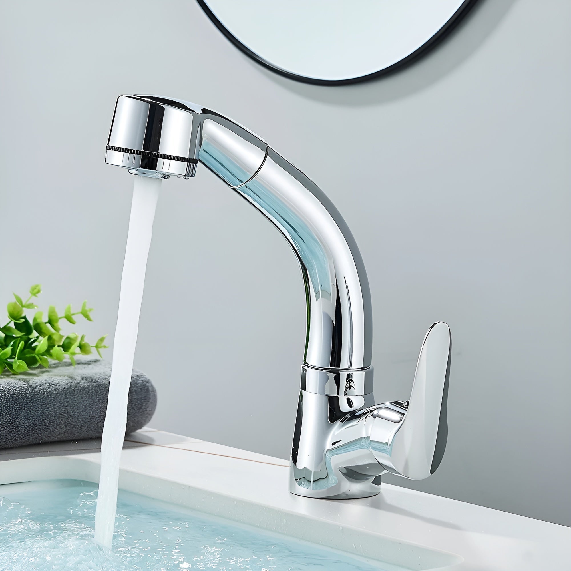 Ausziehbare Waschbeckenarmatur – Flexibel Verstellbar & Elegantes Design | Perfekt für Bad und Gäste-WC - Chrom
