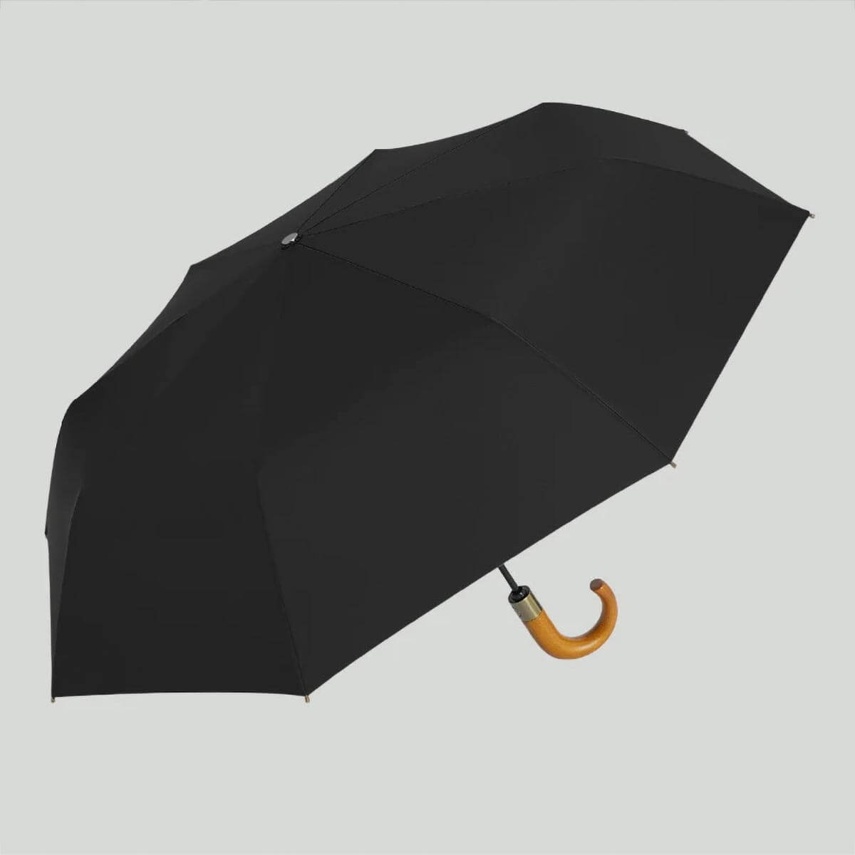 Automatik Taschenschirm mit Holzgriff – Sturmfest 105 cm - Regenschirme