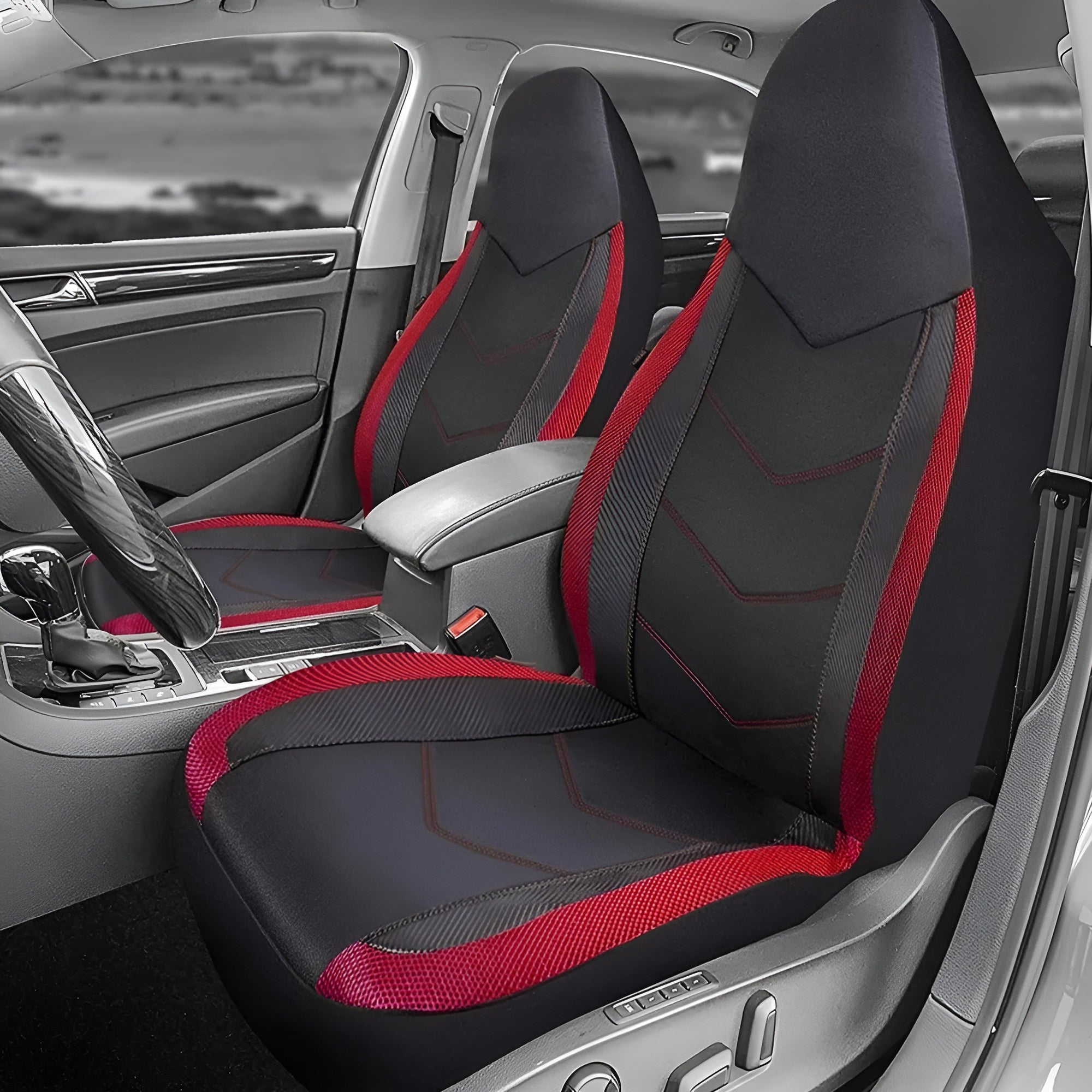 Autositzbezüge mit hoher Rückenlehne – Atmungsaktives Netzgewebe & sportliches Design | Airbag-kompatibel für PKWs SUVs