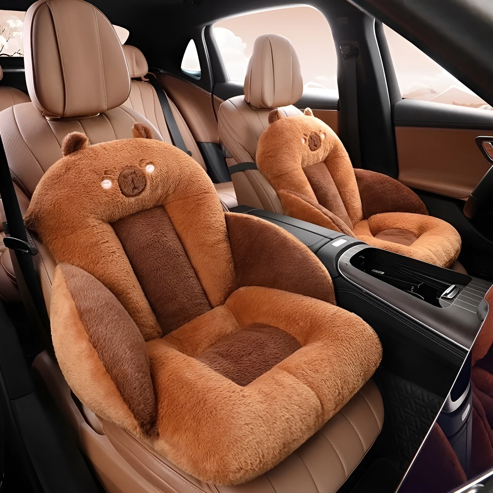 Autositzkissen mit Cartoon-Design – Weich und Komfortabel | Dick gepolstert für Auto Büro und Zuhause - Braun