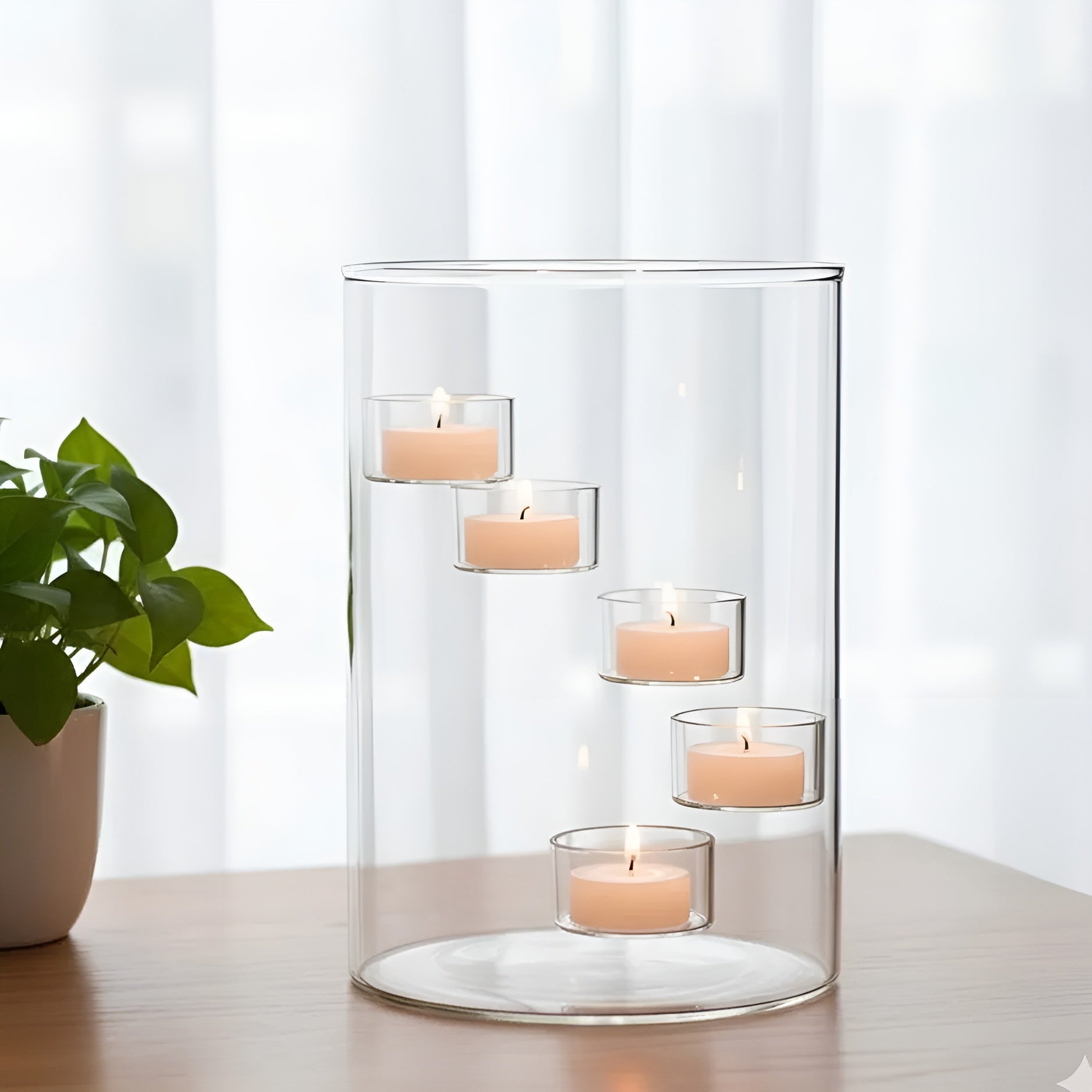 Großer Drehbarer Glas-Kerzenhalter – Europäischer Stil | Elegante & Dekorative Tischdekoration - Wohnzubehör