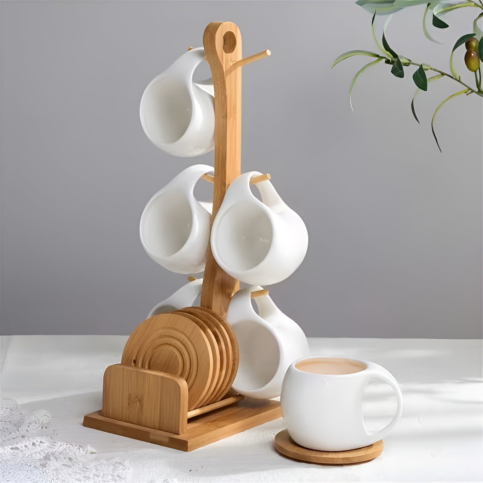 Keramik Kaffeetassen-Set mit Untertasse & Ständer – Stilvoll und Dekorativ | Perfekt für Café und Zuhause - Kaffeetasse