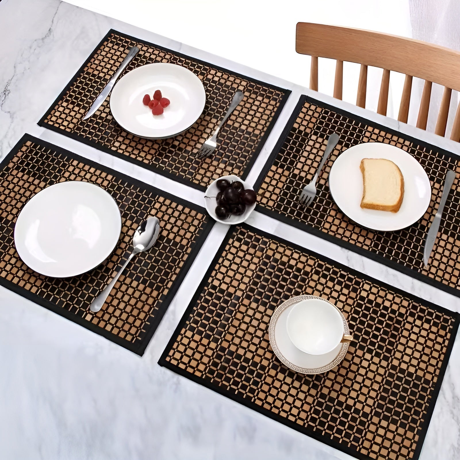 Bambus Tischsets 4er Set – Hitzebeständig und Strapazierfähig | Perfekt für Esstisch und Küche - Tischsets aus Bambus