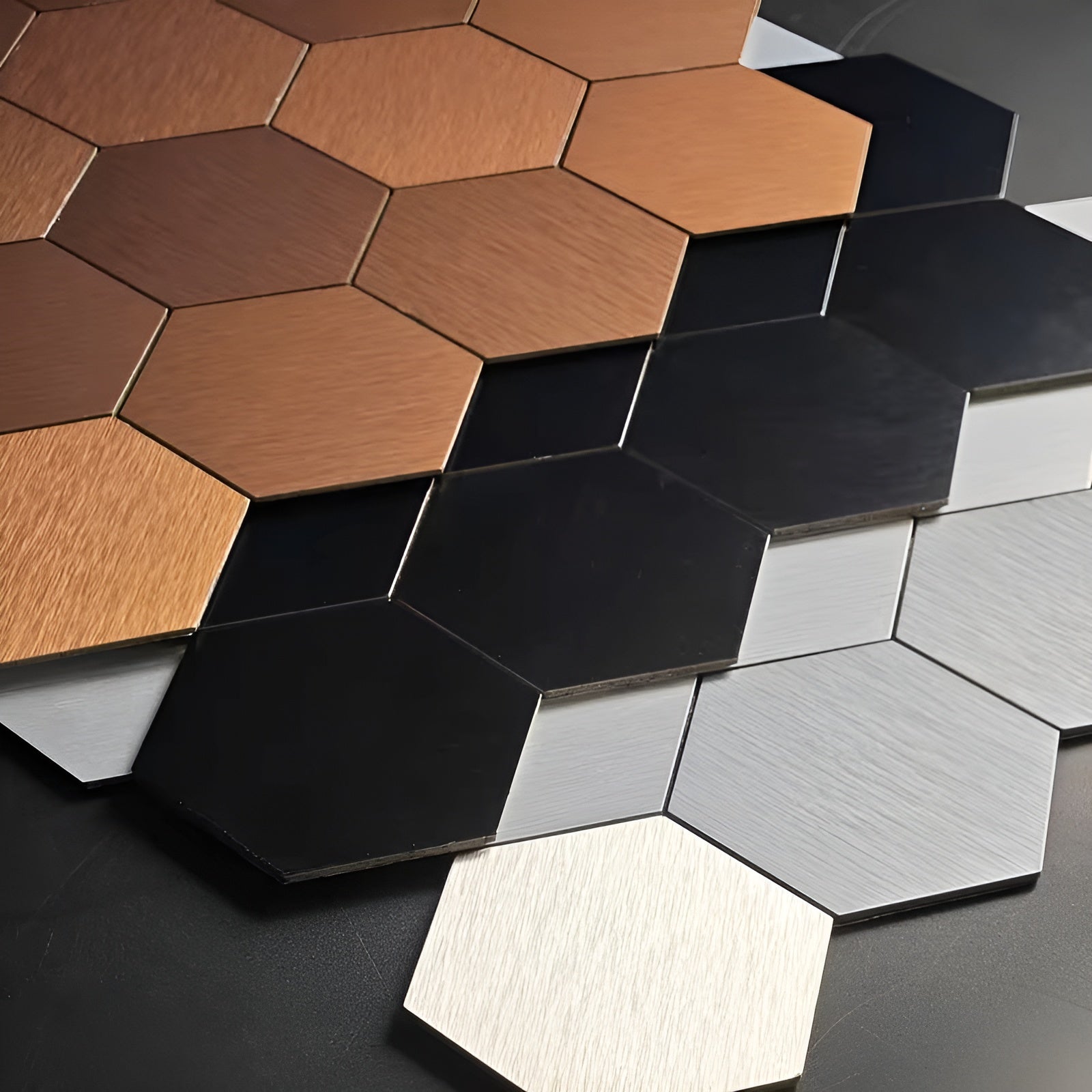 Sechseckige Mosaik Fliesenaufkleber (10er Set) – Selbstklebend & Wasserdicht | Aluminium-Verbund für Küche