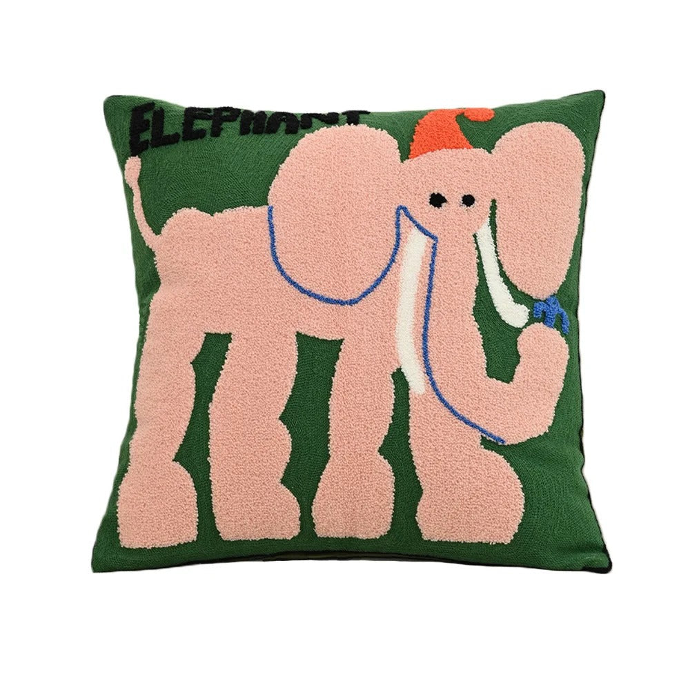 Bestickter Kissenbezug mit Tiermotiv – 45x45 cm - Elefant - Kissenbezüge und Kissenhüllen