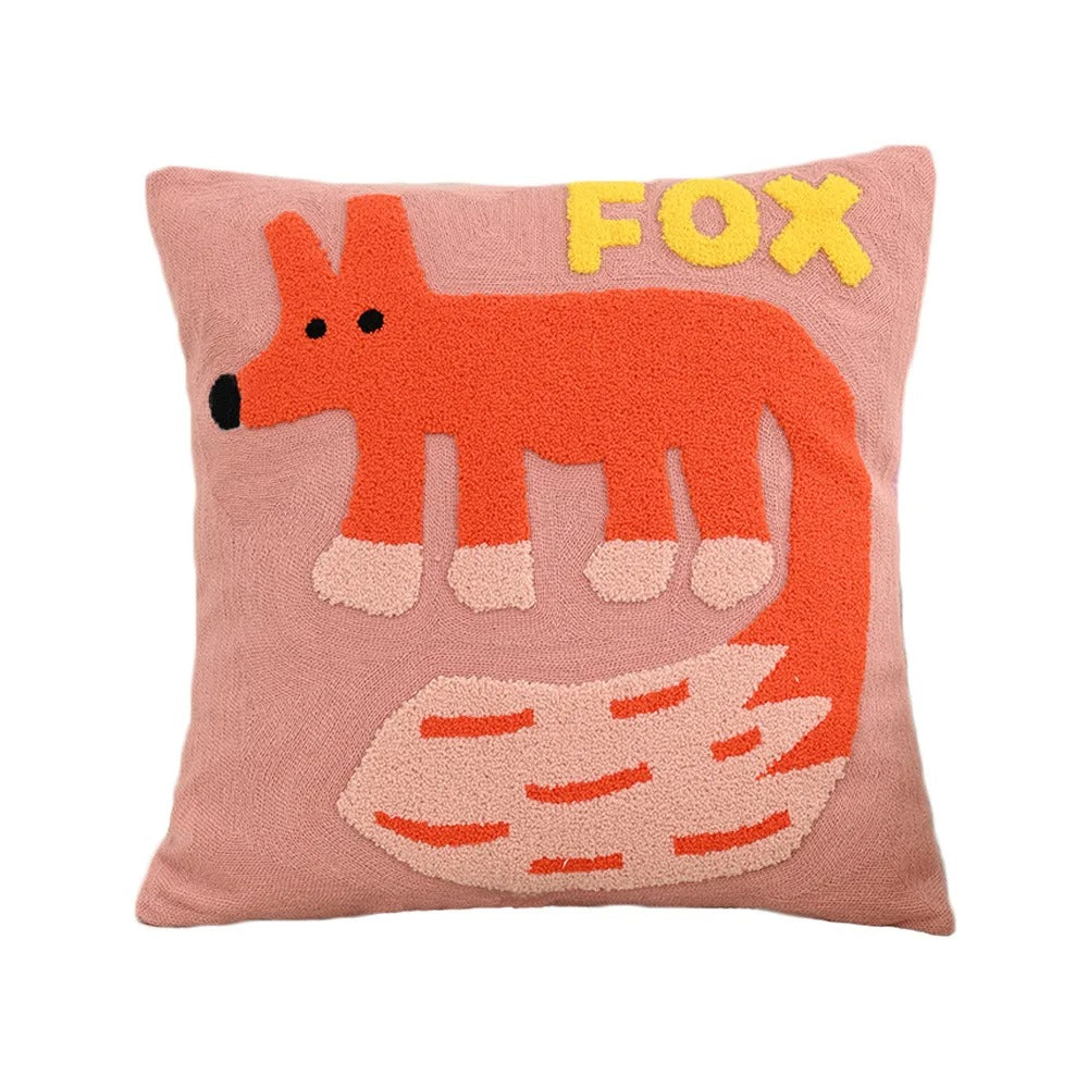 Bestickter Kissenbezug mit Tiermotiv – 45x45 cm - Fuchs - Kissenbezüge und Kissenhüllen