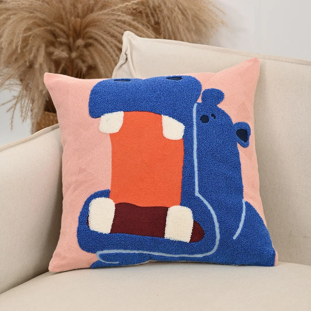 Bestickter Kissenbezug mit Tiermotiv – 45x45 cm - Kissenbezüge und Kissenhüllen