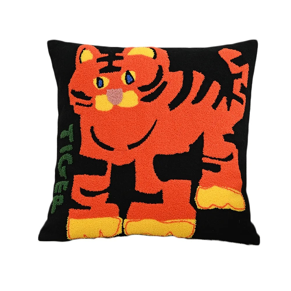Bestickter Kissenbezug mit Tiermotiv – 45x45 cm - Tiger - Kissenbezüge und Kissenhüllen