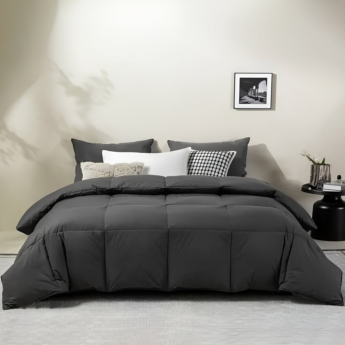Bettdecke – Hochwertig und Kuschelig | Perfekt für Erholsamen Schlaf - 163x224cm / Dunkelgrau - Bettdecke