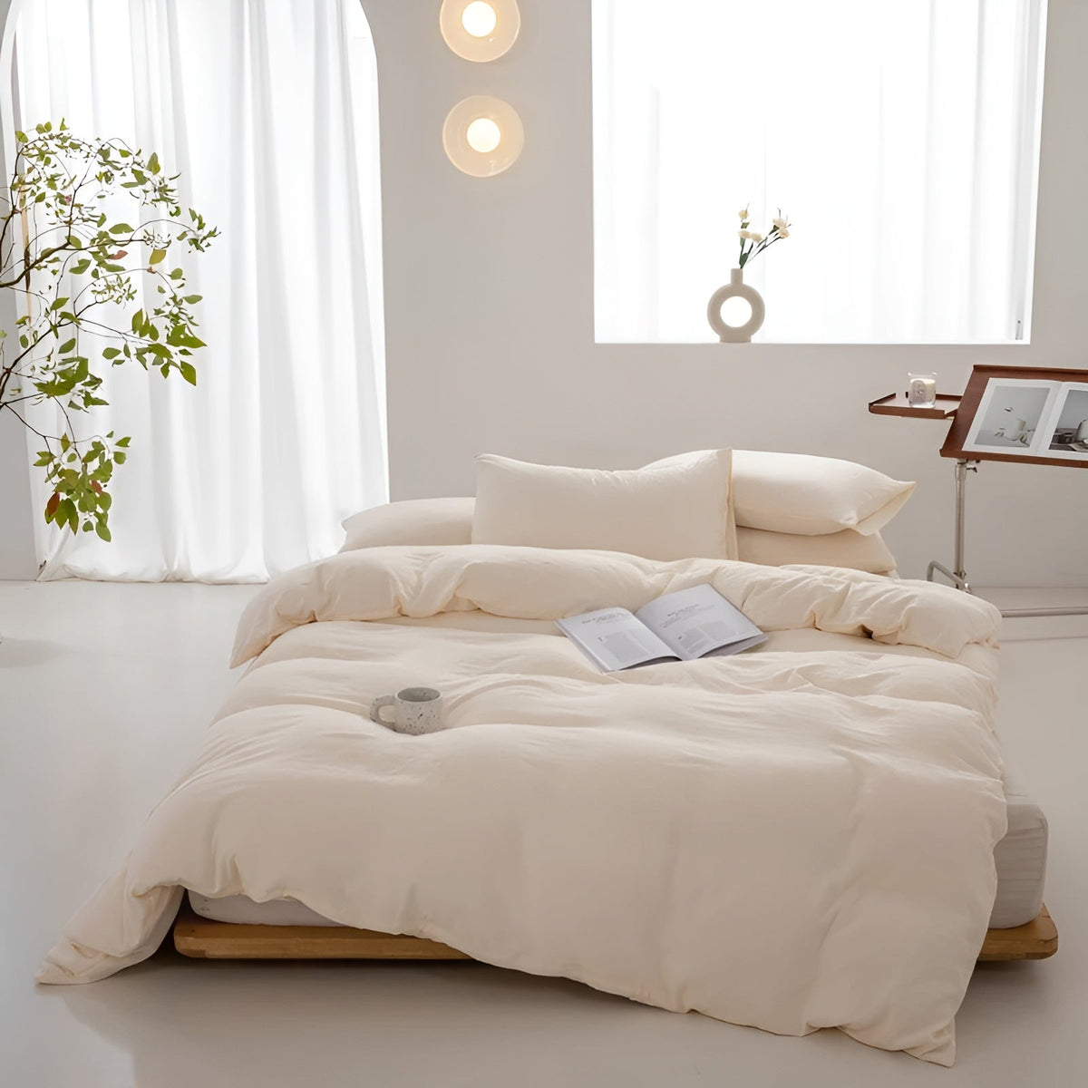 Bettwäsche-Set aus Gewaschener Baumwolle – Weich & Atmungsaktiv | 3-teilig mit Bettbezug & Kissenbezug - 150x200cm 3er