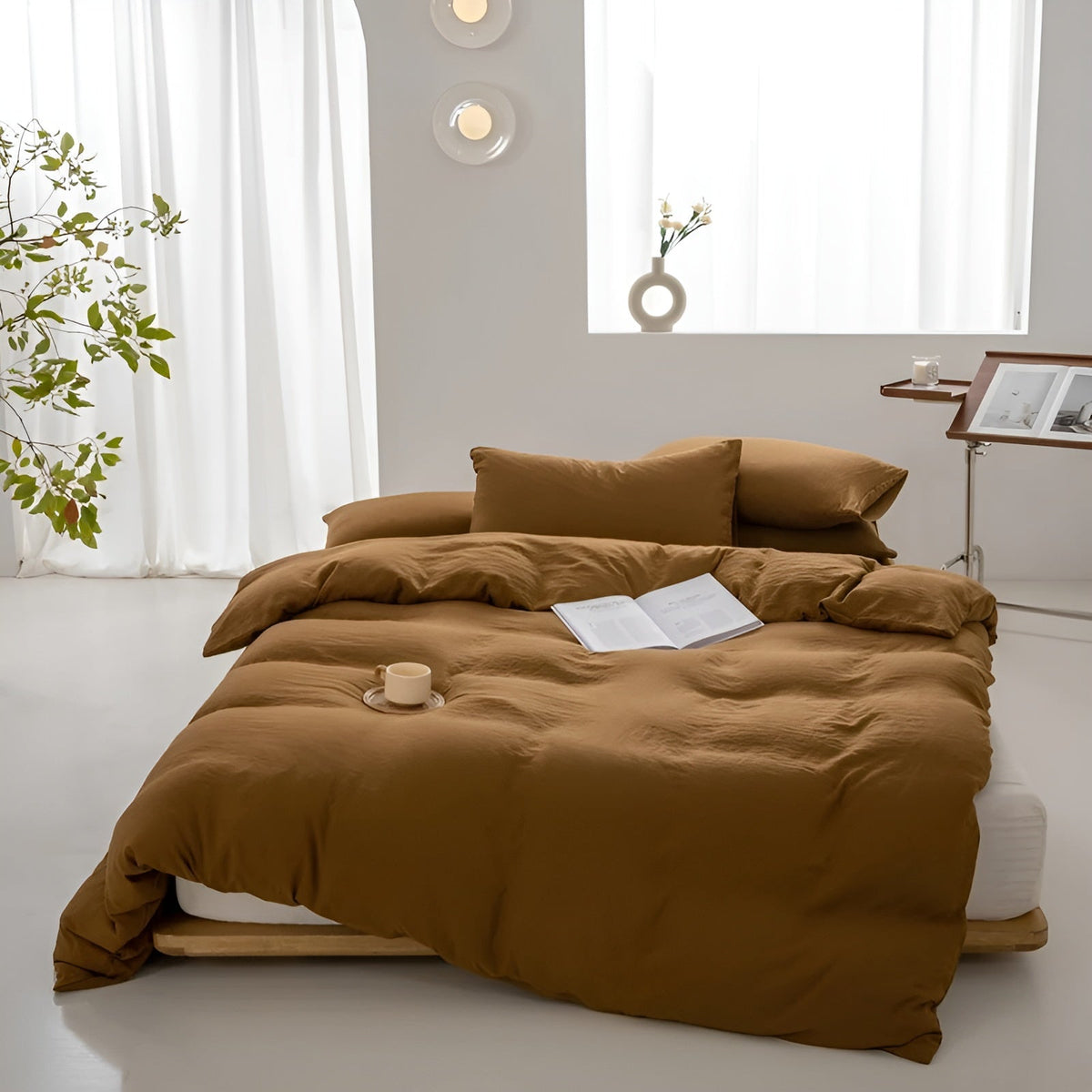 Bettwäsche-Set aus Gewaschener Baumwolle – Weich & Atmungsaktiv | 3-teilig mit Bettbezug & Kissenbezug - 150x200cm 3er