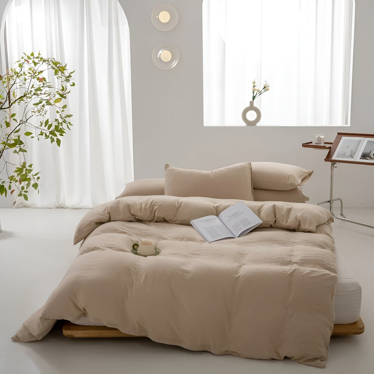 Bettwäsche-Set aus Gewaschener Baumwolle – Weich & Atmungsaktiv | 3-teilig mit Bettbezug & Kissenbezug - 150x200cm 3er