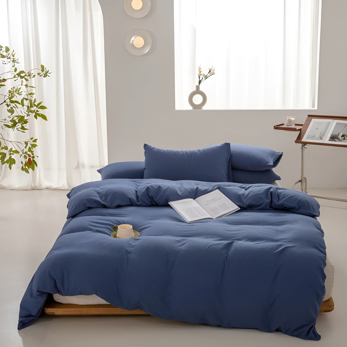 Bettwäsche-Set aus Gewaschener Baumwolle – Weich & Atmungsaktiv | 3-teilig mit Bettbezug & Kissenbezug - 150x200cm 3er