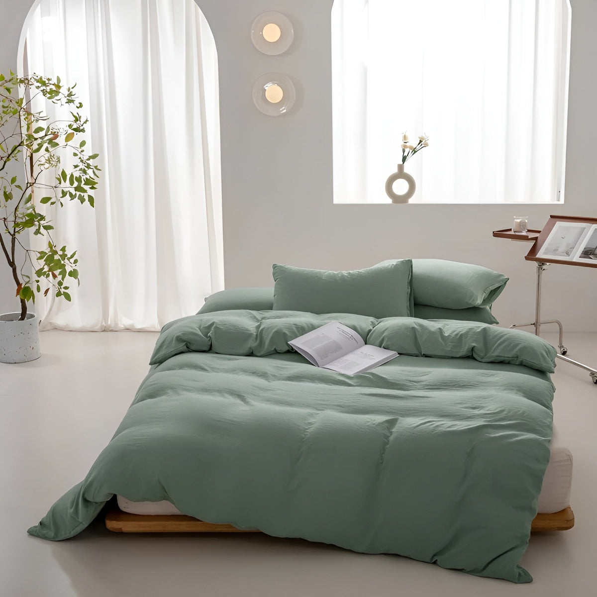 Bettwäsche-Set aus Gewaschener Baumwolle – Weich & Atmungsaktiv | 3-teilig mit Bettbezug & Kissenbezug - 150x200cm 3er