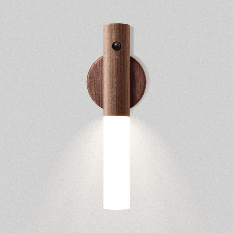 Bewegungssensor-Nachtlicht mit Magnethalterung – minimalistisches Holzdesign - Walnuss - Bewegungssensorleuchte