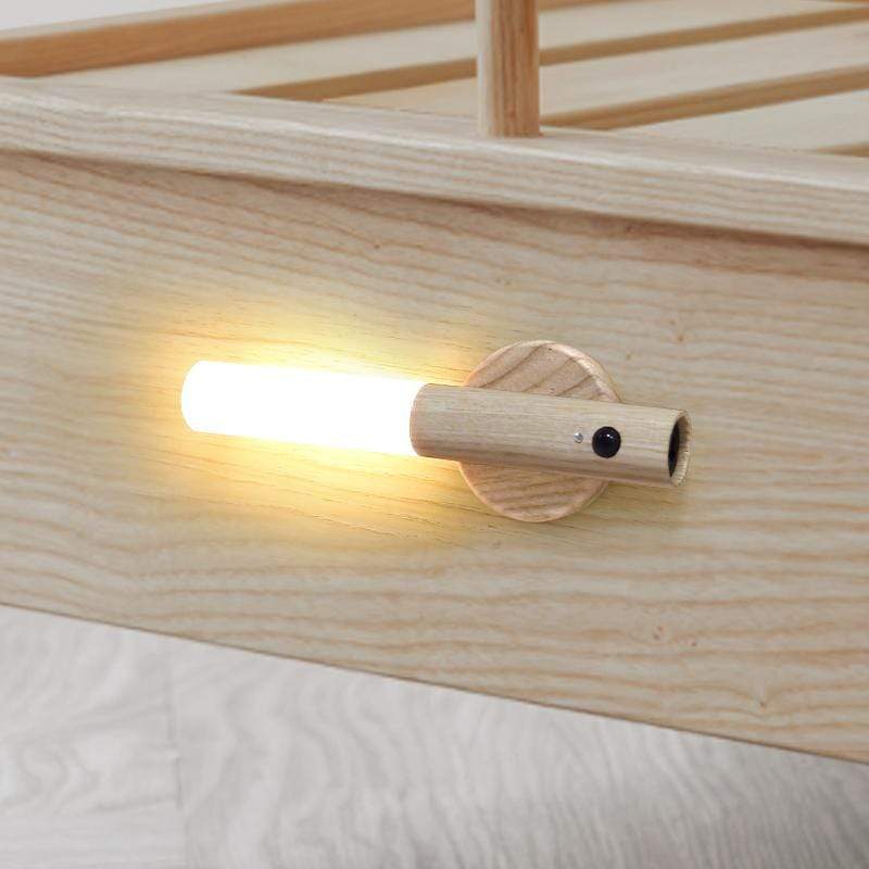 Bewegungssensor-Nachtlicht mit Magnethalterung – minimalistisches Holzdesign - Bewegungssensorleuchte