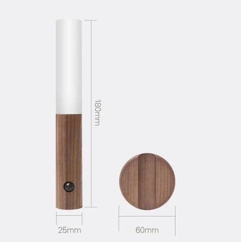 Bewegungssensor-Nachtlicht mit Magnethalterung – minimalistisches Holzdesign - Bewegungssensorleuchte