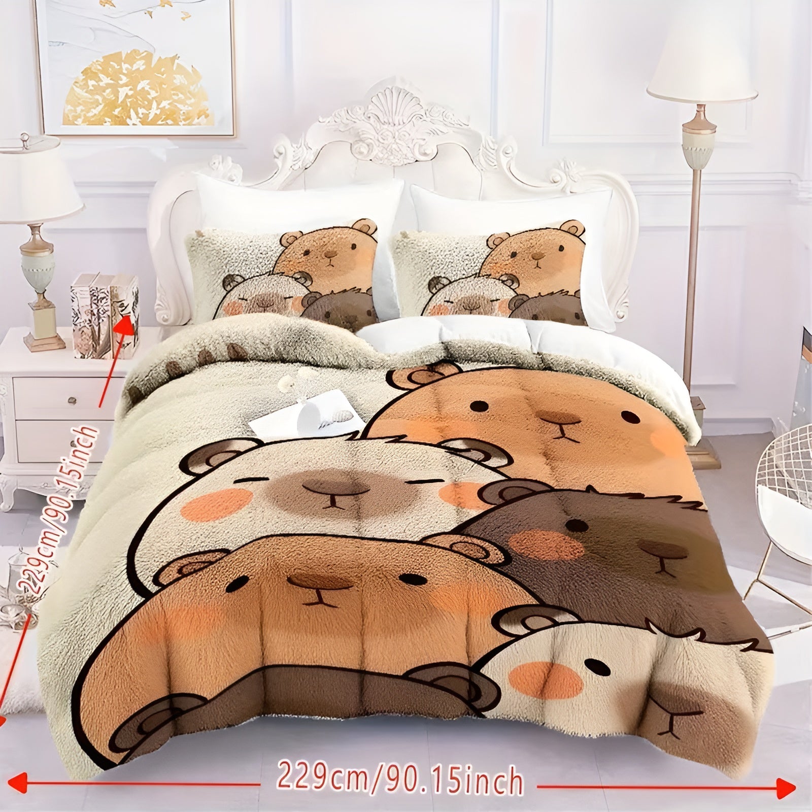 Plüsch-Bettwäsche Set mit Capybara-Motiv – Extra Weich & Warm | 2- oder 3-teilig für Herbst & Winter - Bettwäsche-Set