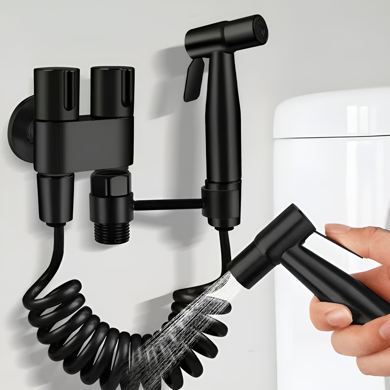 Bidet Handbrause Set – Hygienische Reinigung und Vielseitig | Edelstahl Für Badezimmer und WC - SUS304 - Schwarzes