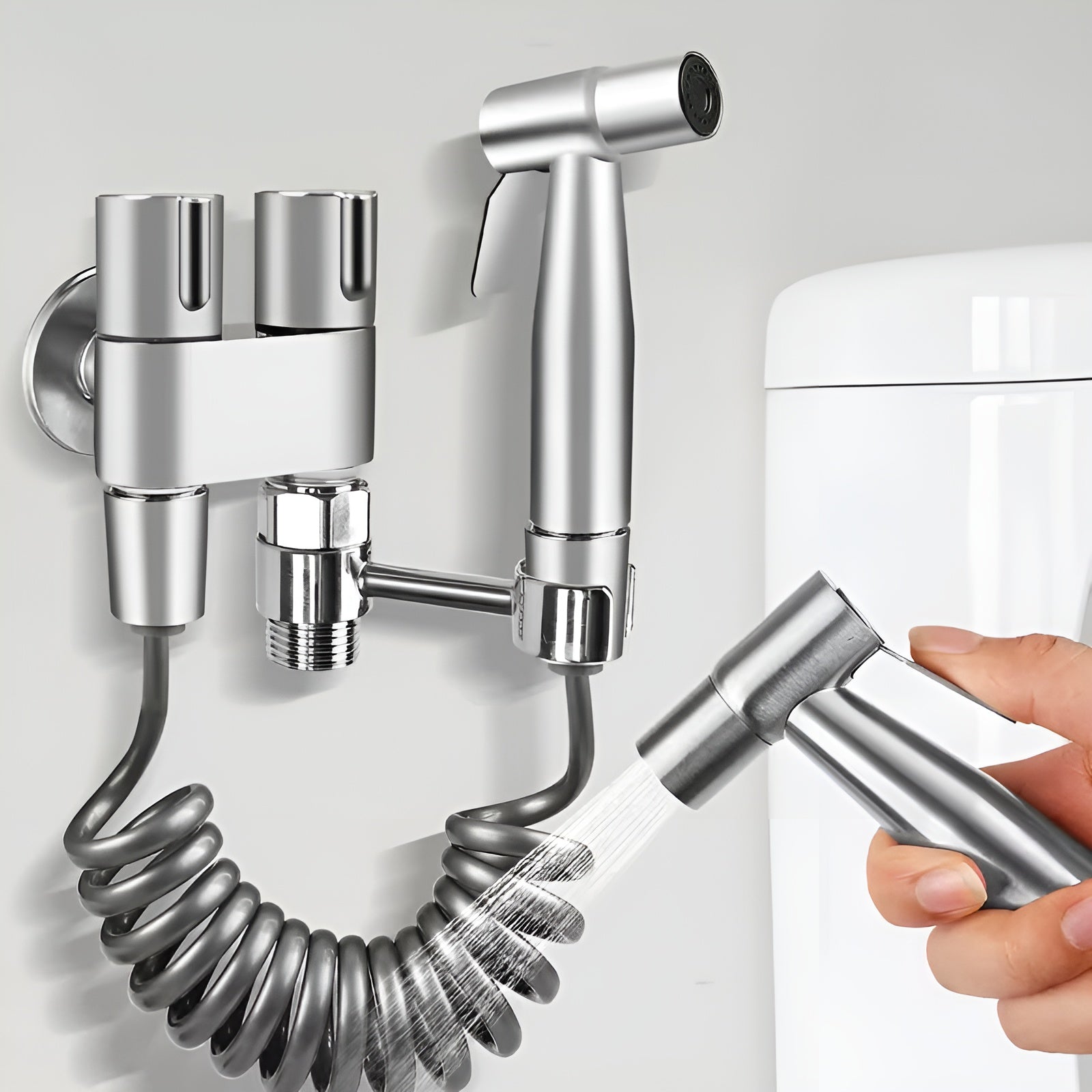 Bidet Handbrause Set – Hygienische Reinigung und Vielseitig | Edelstahl Für Badezimmer und WC - SUS304 - Silbernes