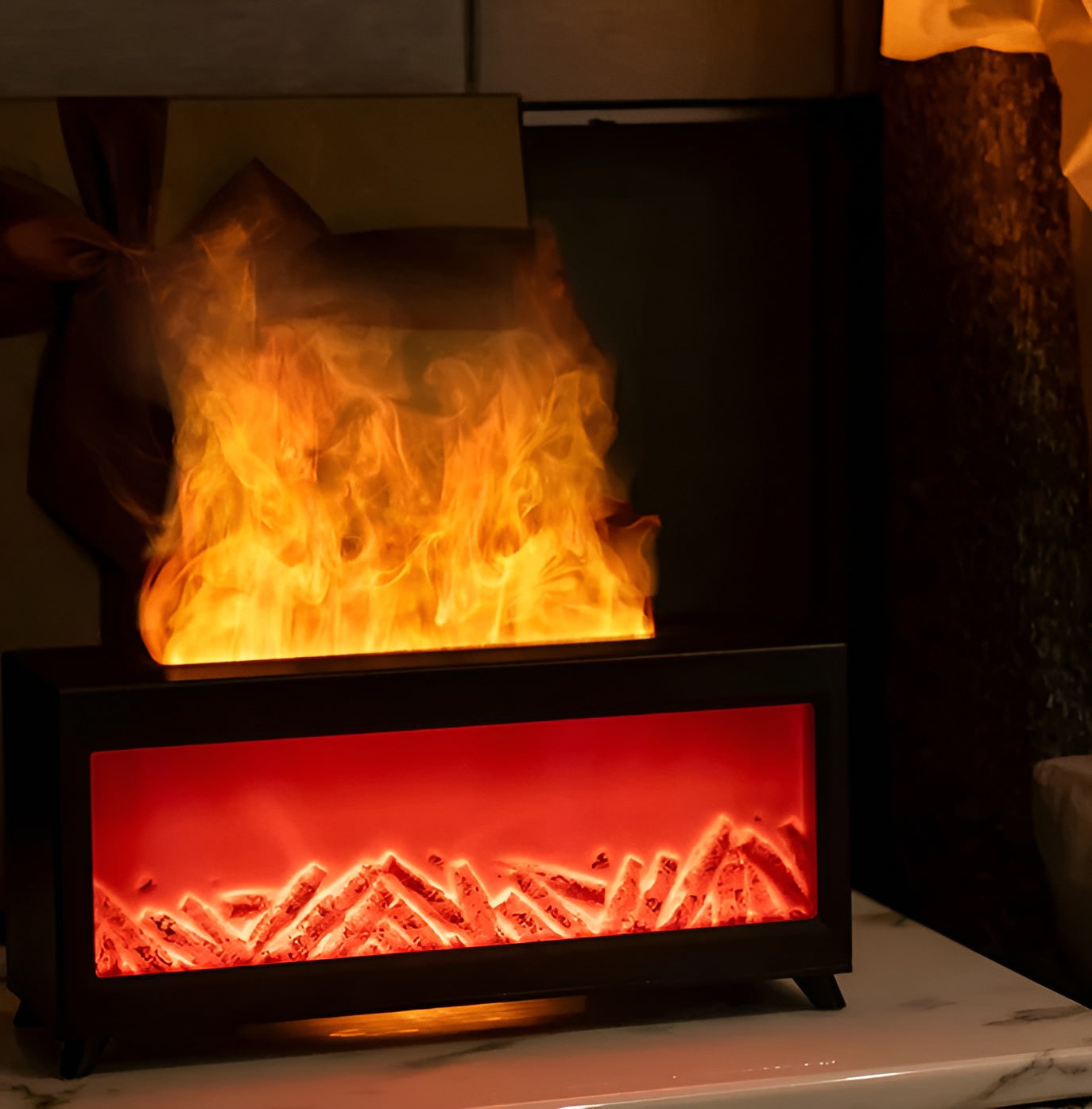 Aromatherapie Luftbefeuchter – Flammen-Effekt & Beruhigender Duft | Perfekt für Zuhause