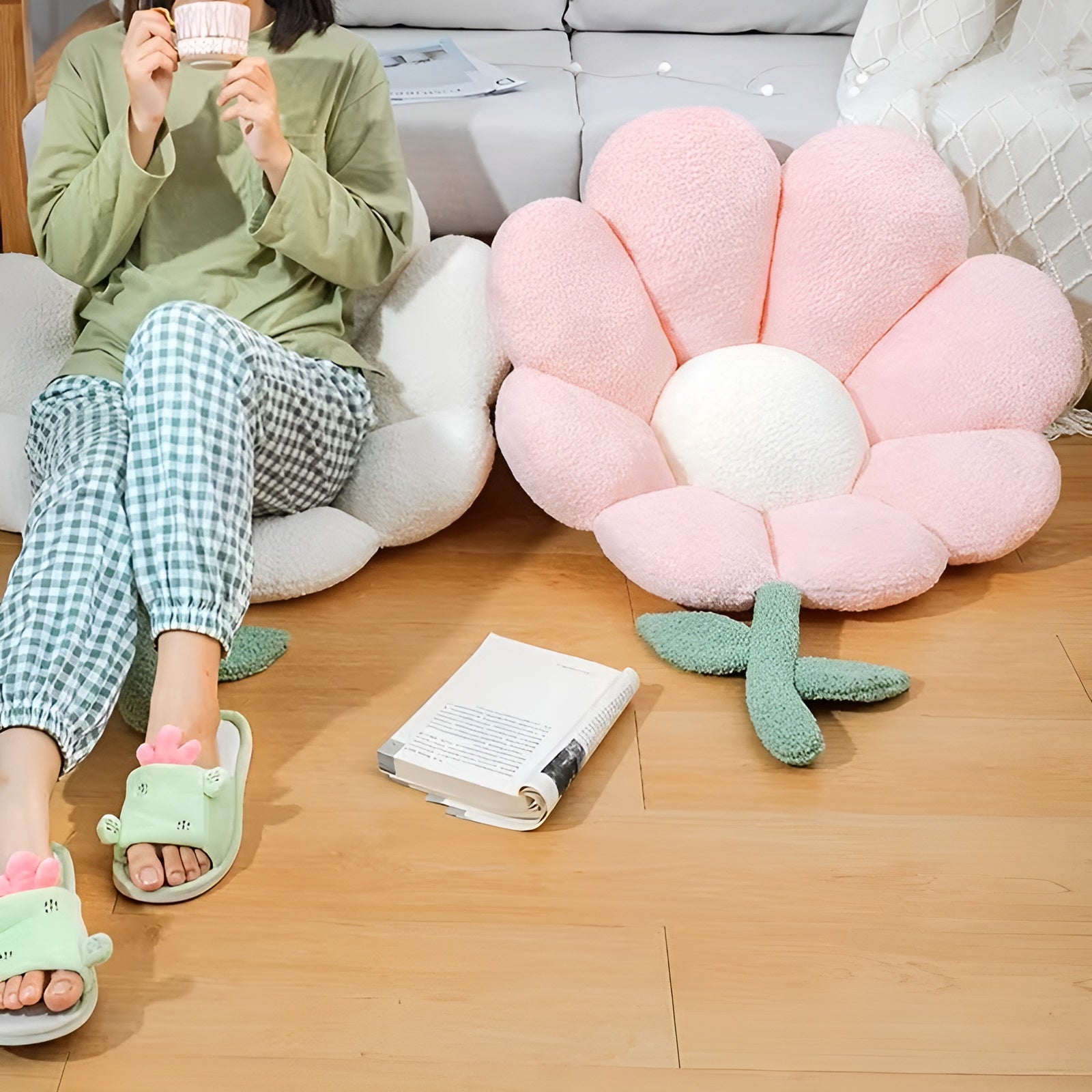 Blumenkissen Sitzkissen – Weich und Gemütlich | Dekoratives Bodenkissen für Sofa Schlafzimmer und Wohnzimmer