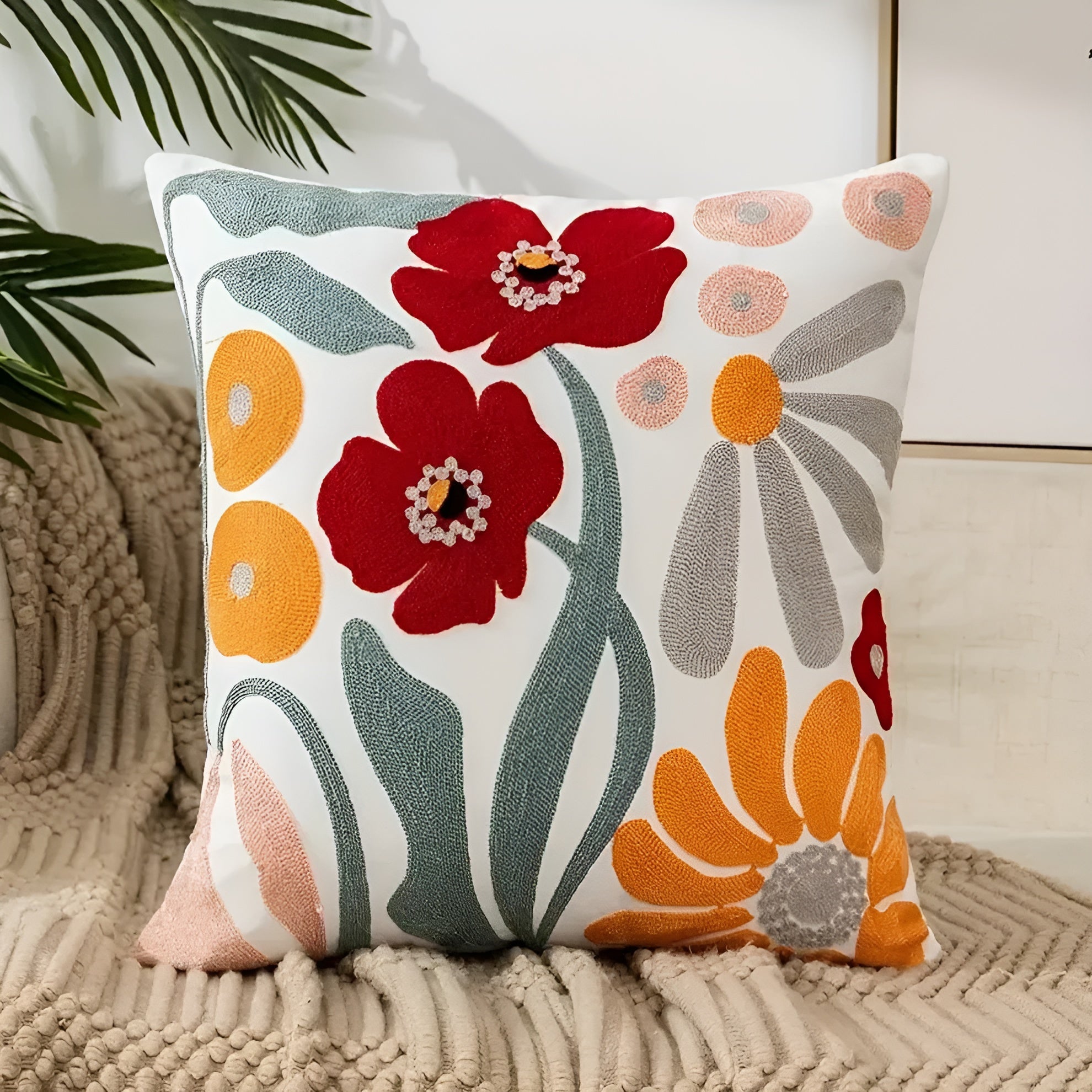 Blumenkissenbezug Dekorativ – Weich und bequem | Stilvolle Wohnzimmerdekoration - A / 45 x 45 cm - Bettwäsche-Set