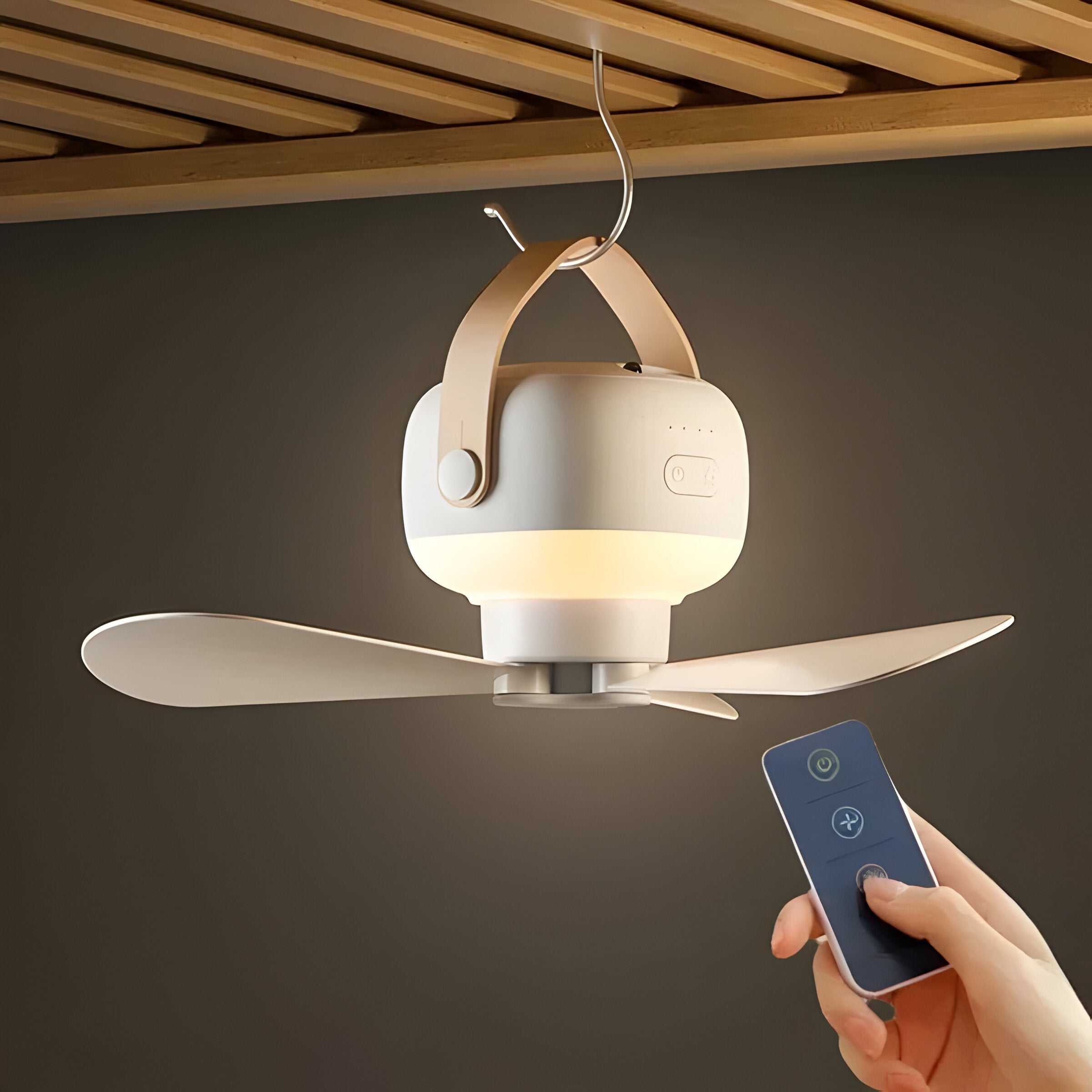 BreezeNova - Tragbare Deckenventilatorleuchte mit Fernbedienung - Deckenventilator