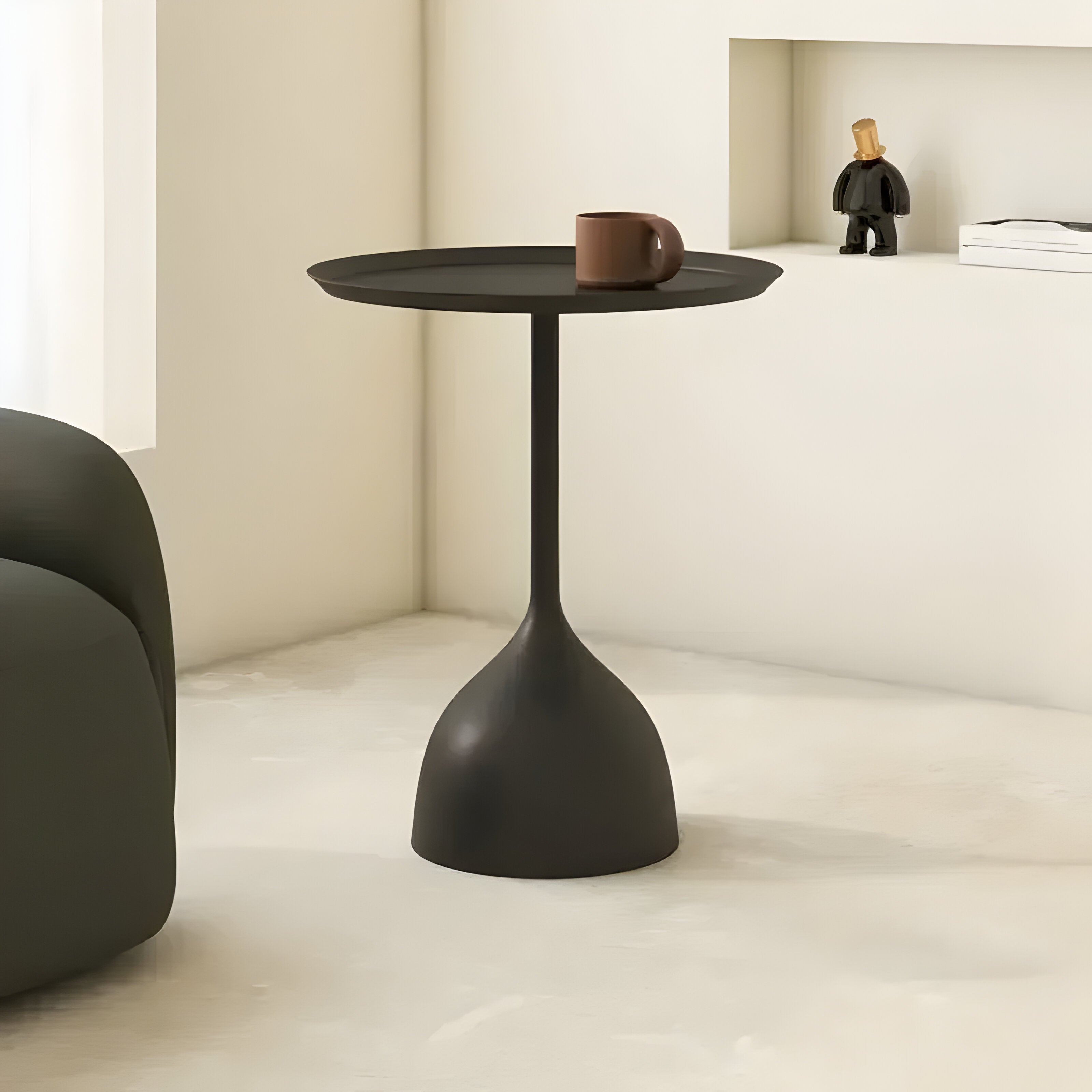 BrioLux Tisch – Luxuriöser runder Rand Creme Tisch - Schwarz - Wohnzubehör