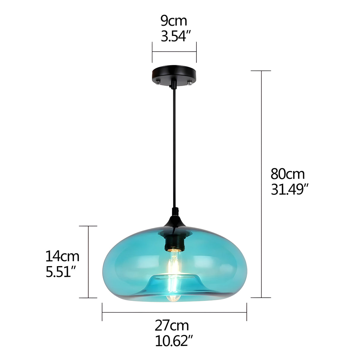 Bunte Glas-Pendelleuchte – Moderne nordische Beleuchtung für gemütliche Räume - Hellblau - Pendelleuchte