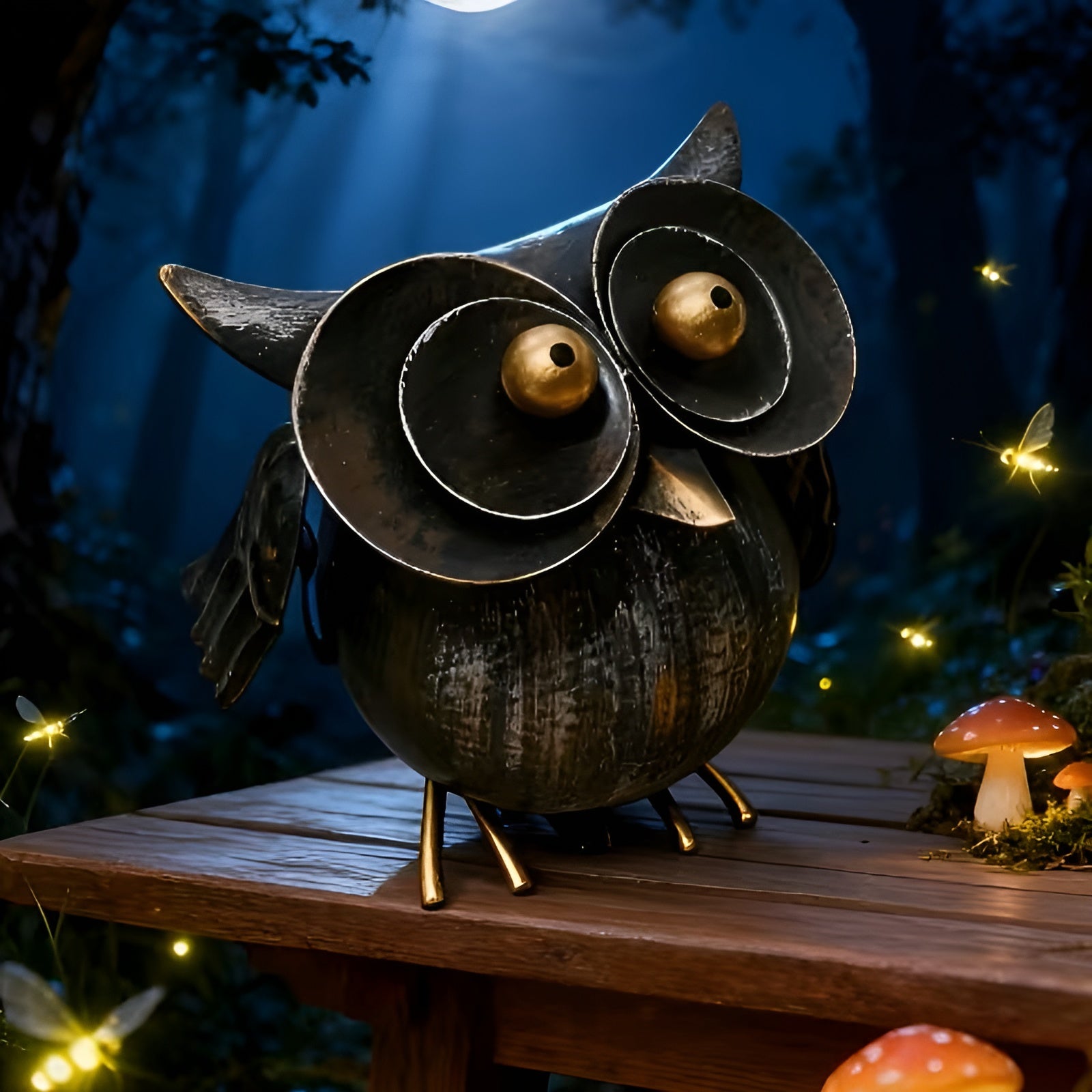 Eulenfigur aus Metall – Rustikal & Dekorativ | Stilvolle Deko für Haus und Garten
