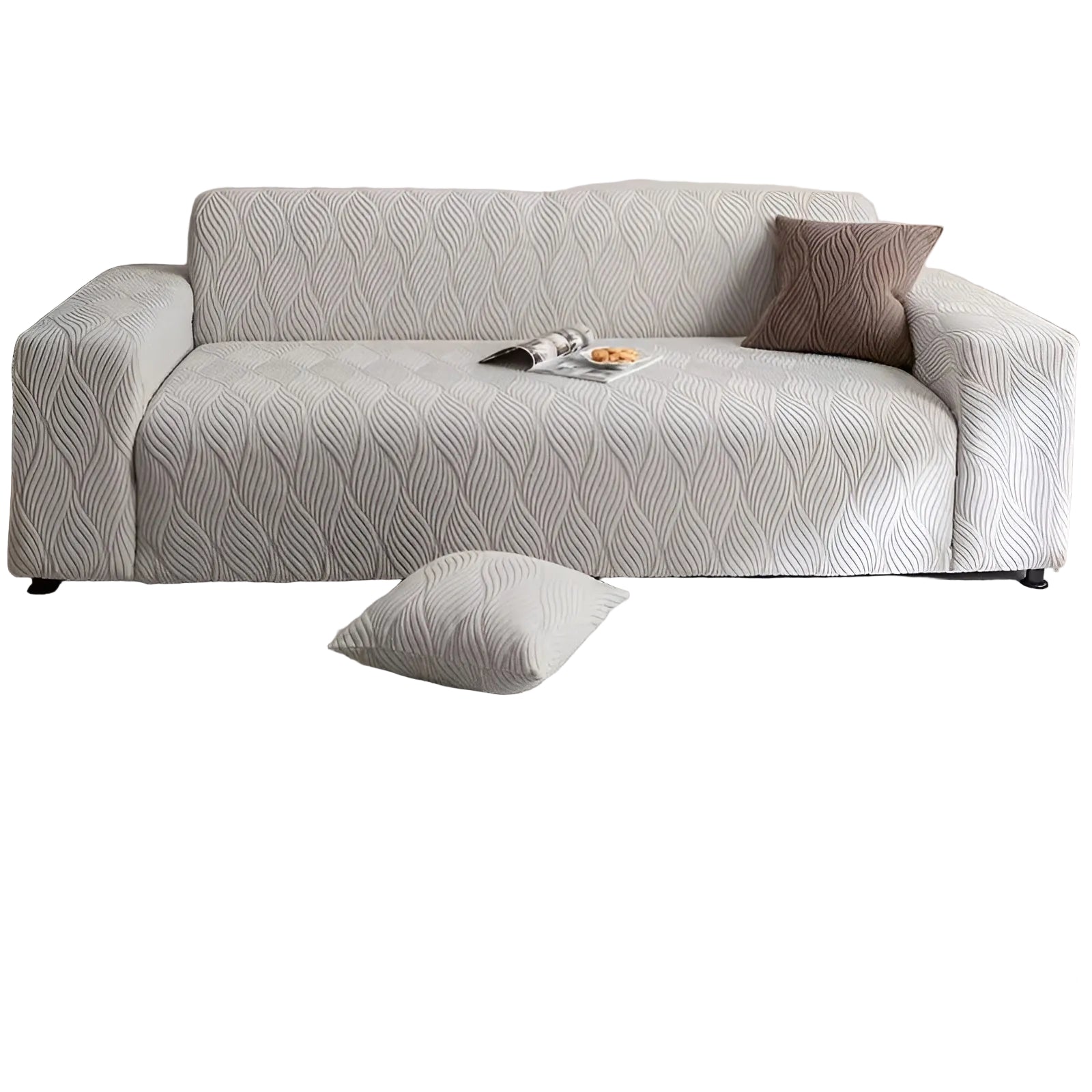 Elastischer Sofabezug aus Fleece – Weich und Gemütlich | Jacquard-Struktur Perfekt für Sofa & Wohnraum - Sofabezug