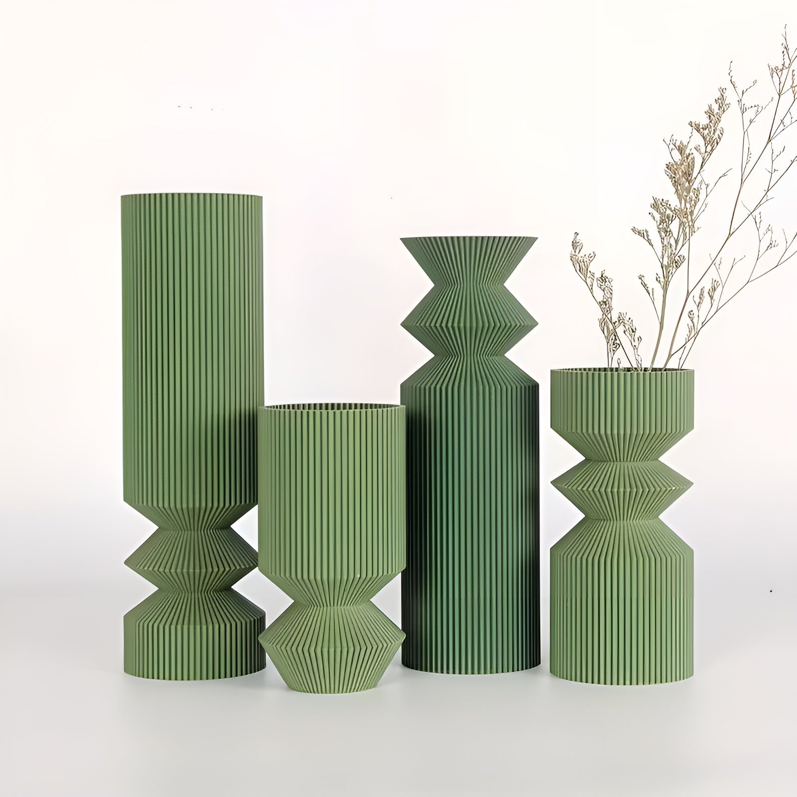 Art-Déco Vasen-Set (4-teilig) – Minimalistisch & Elegant | Perfekt für Trockenblumen und stilvolle Wohnraumdekoration