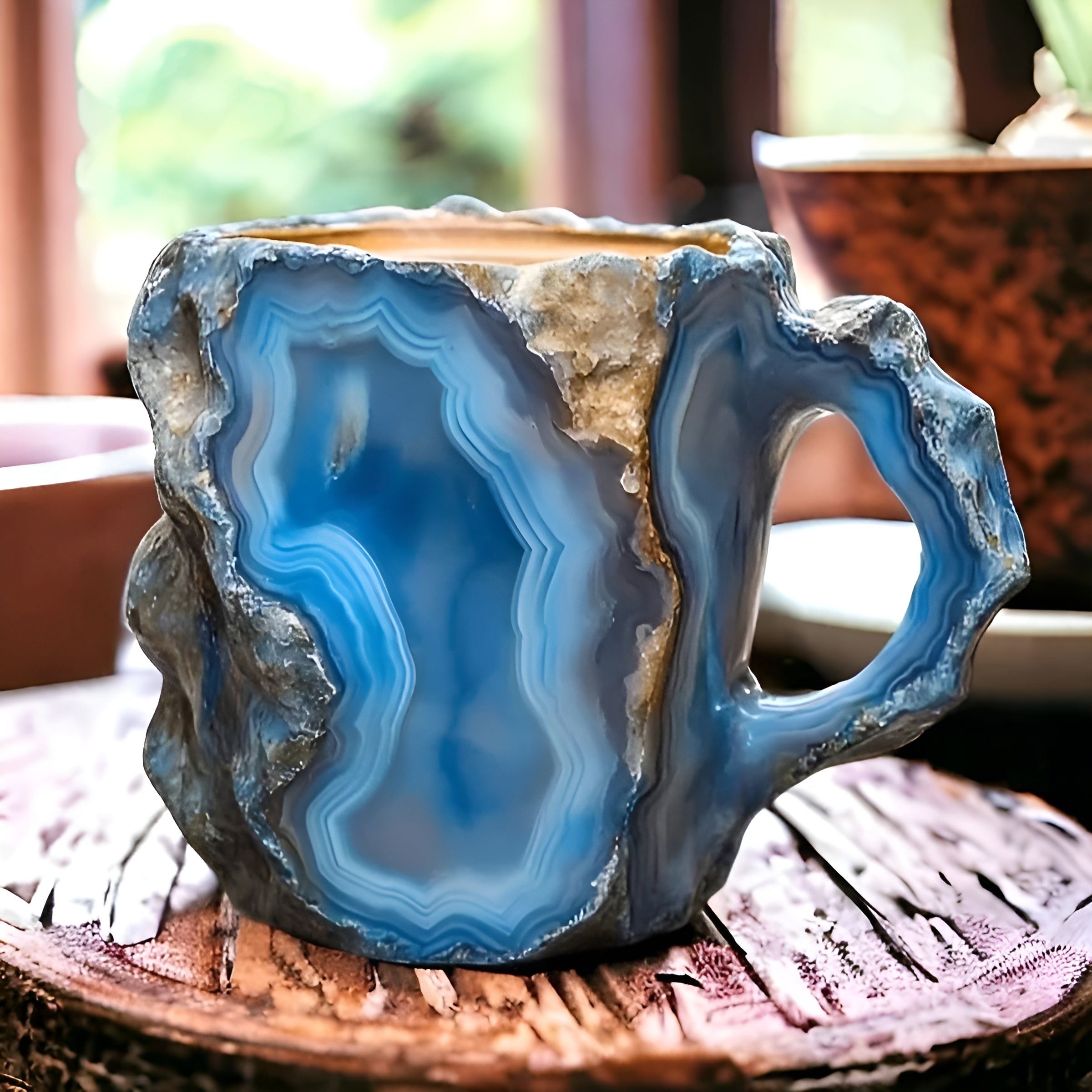 Handgemachte Kaffeetassen – Isolierend & Mikrowellengeeignet | Aus Mineral-Kristall