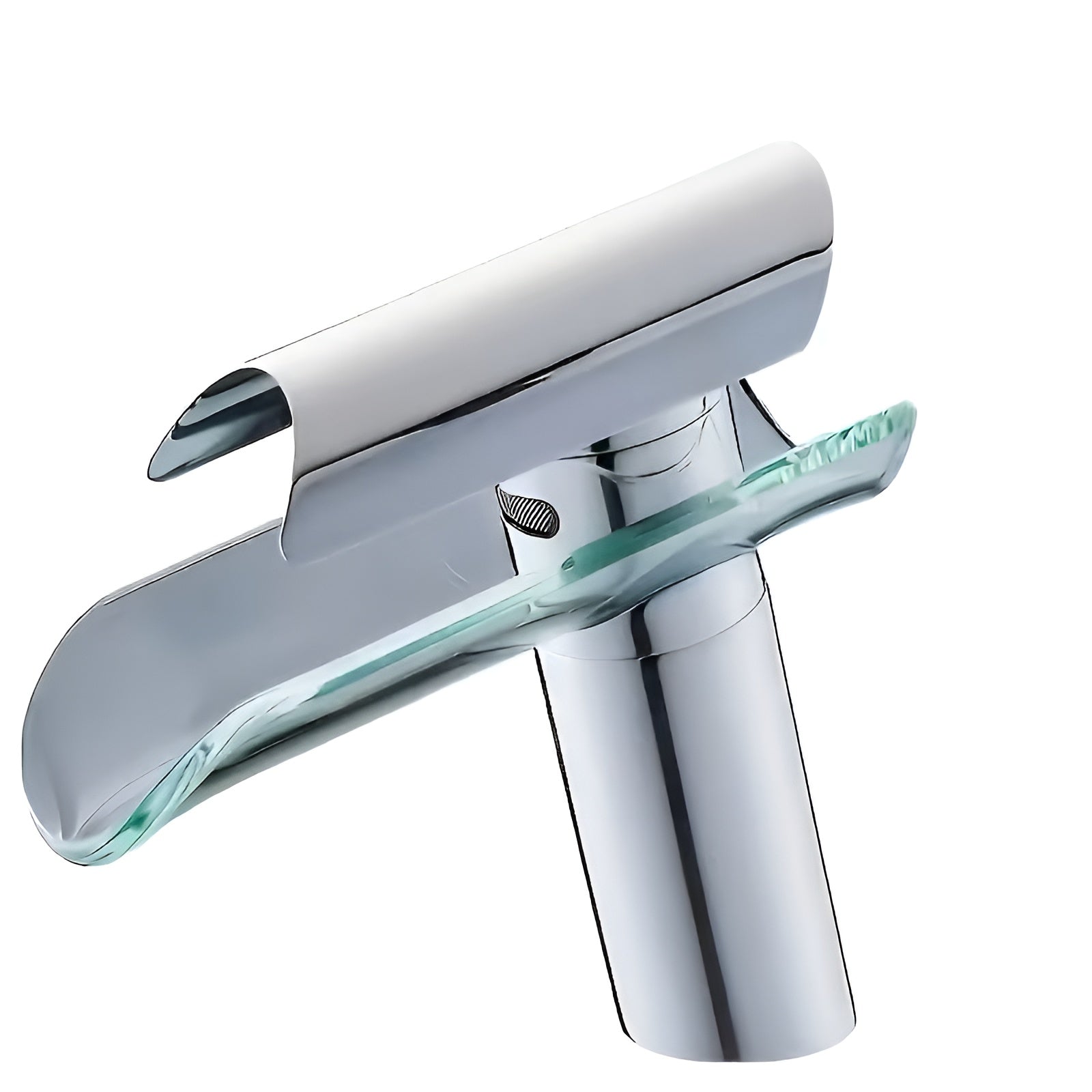 Waschbeckenarmatur mit Wasserfall – Kalt- und Warmwasser | Modernes Glasdesign für Bad und Gäste-WC - Wohnzubehör