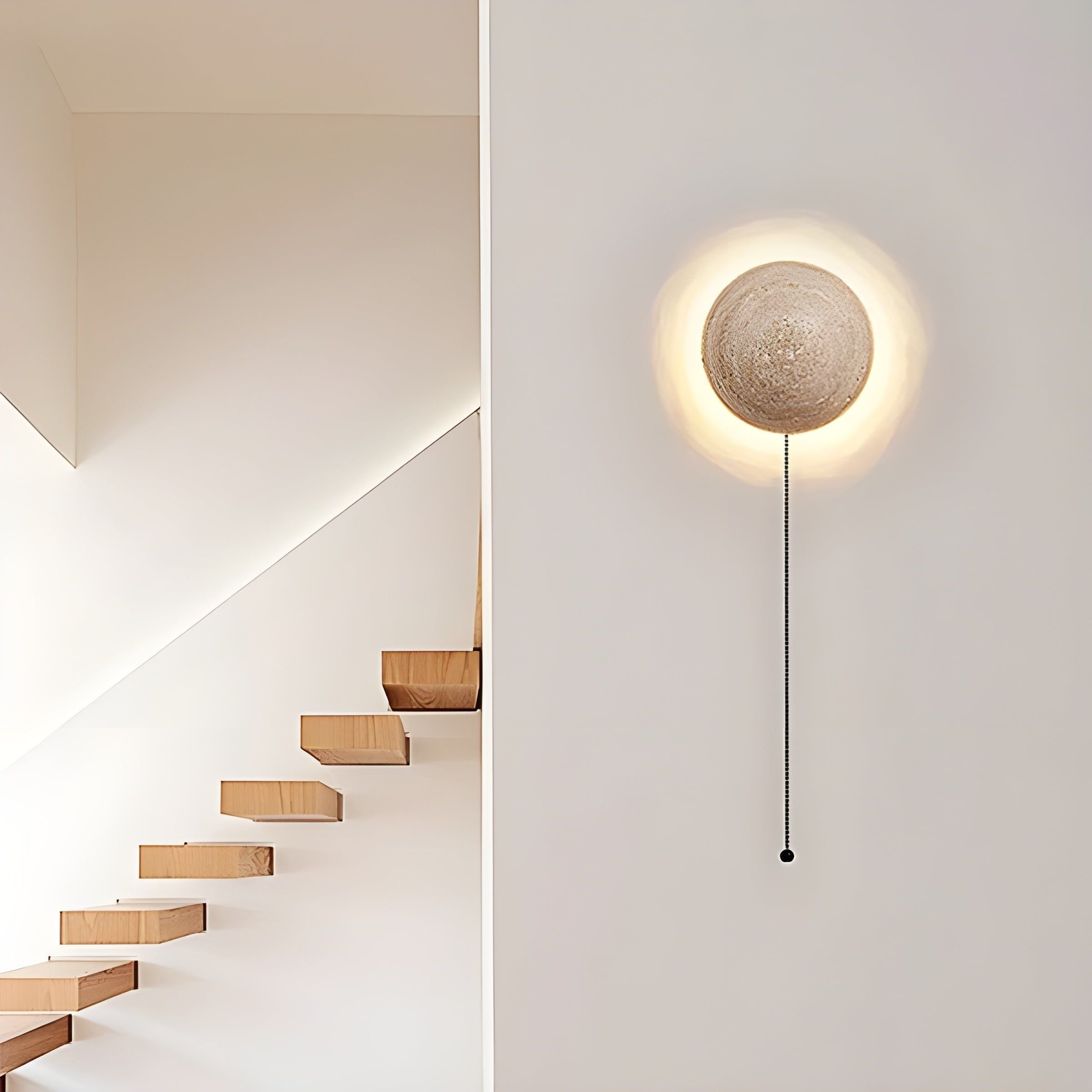 RetroTravertine Light - Wabi-Sabi Japanische LED Wandleuchte im Creme-Stil