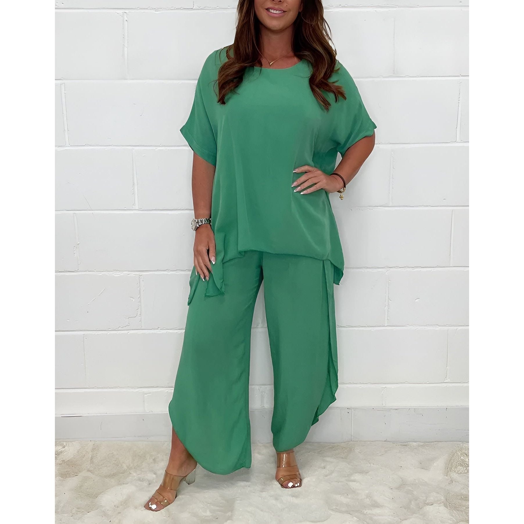 Carina Set - Sommerschickes Zweiteiliges Set für Frauen (Oversized Top + Ankle Pants) - Elegare