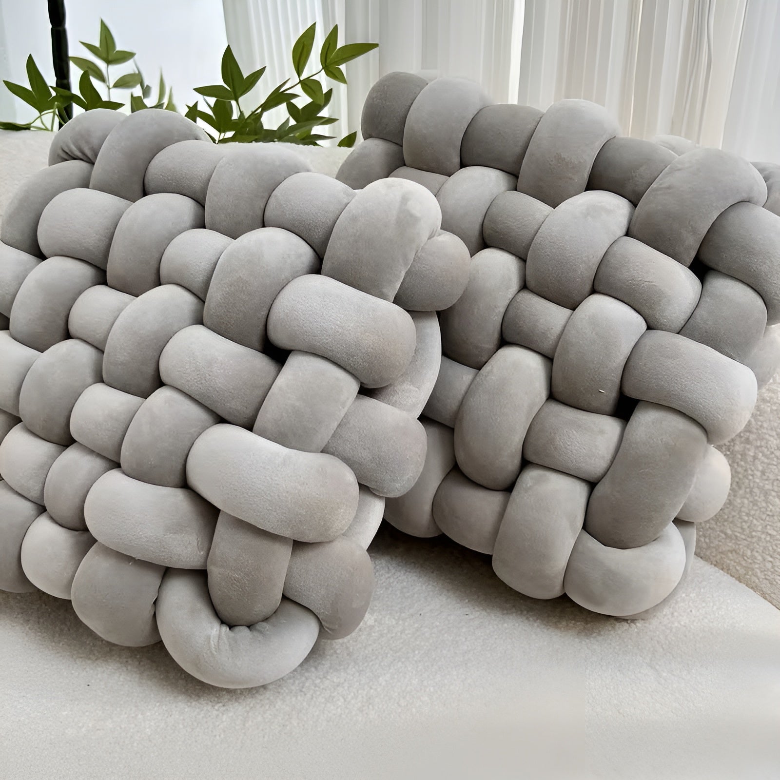 Knoten-Dekokissen im 2er-Set – Weich und Dekorativ | Perfekt für Sofa Bett und Wohnzimmer - Kissen