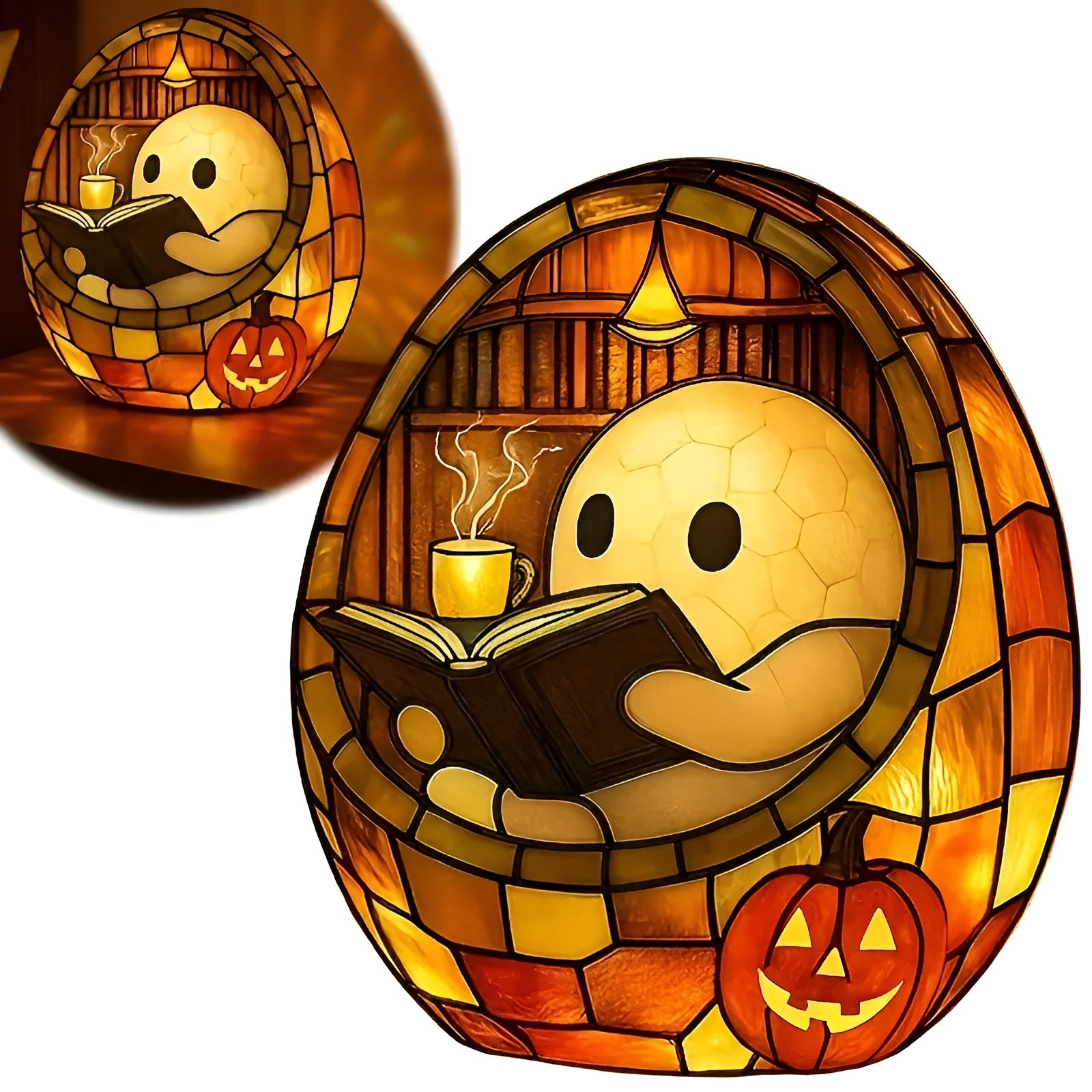 Halloween Buchlampe– Niedliche Lesefigur mit Buchlicht | Dekorative Nachttischlampe, Halloween-Dekoration &  Geschenkidee