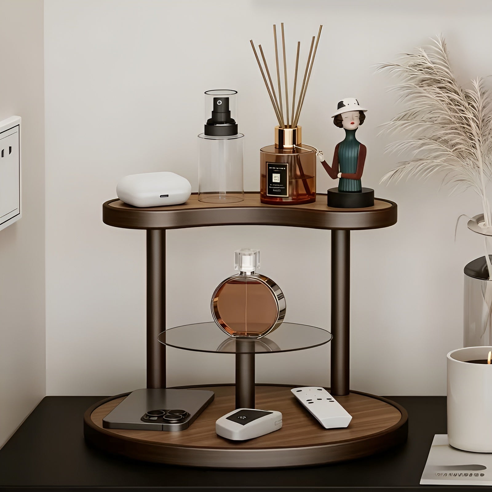 Drehbarer Make-up-Organizer aus Holz – 3-stöckig und stabil | Praktische Aufbewahrung für Kosmetik - Wohnzubehör