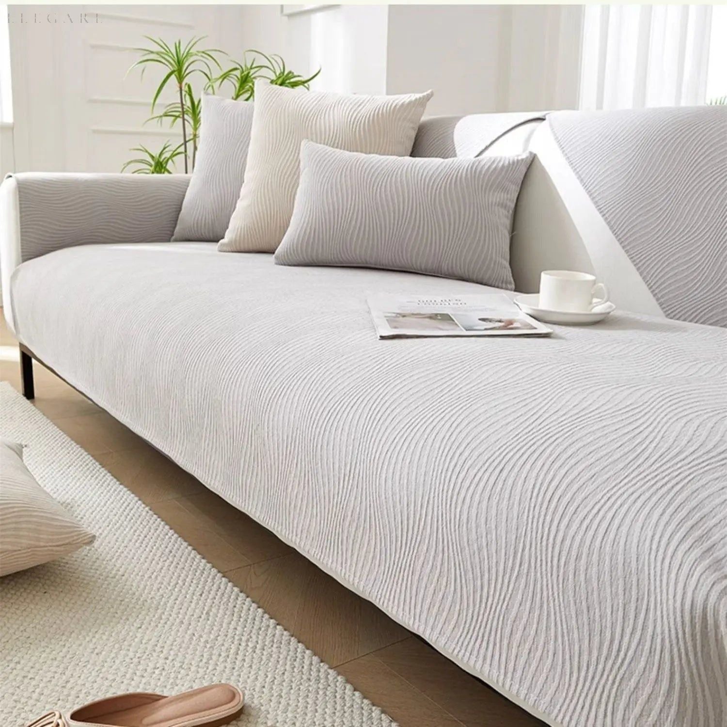 Cloud Sofa - Eleganter und Superbequemer Chenille Sofa Bezug L form - Hellgrau / 70x70cm - Sofabezug
