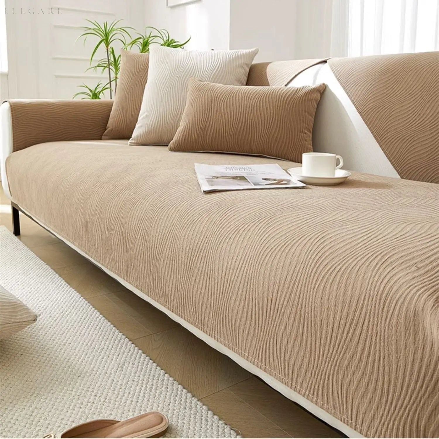 Cloud Sofa - Eleganter und Superbequemer Chenille Sofa Bezug L form - Khaki / 70x70cm - Sofabezug