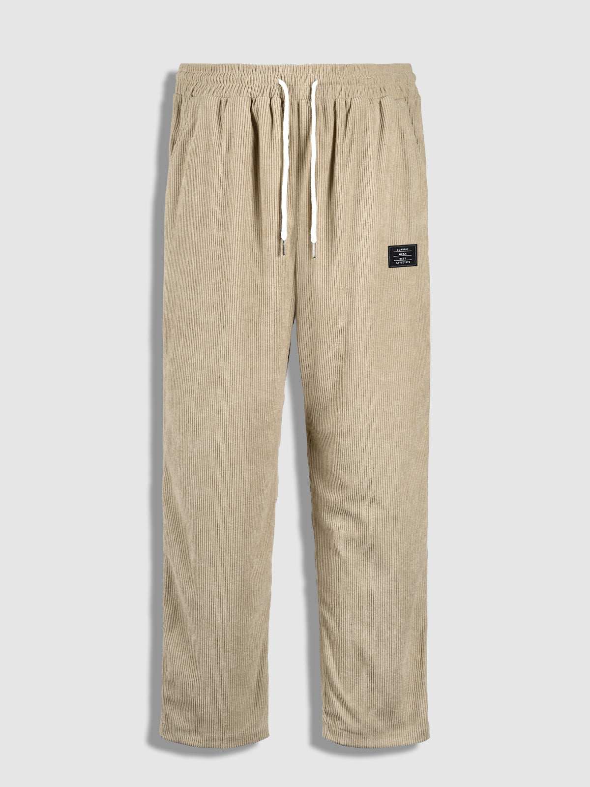 Cordhose Herren – elastischer Bund mit Kordelzug - Khaki / S - Freizeithosen