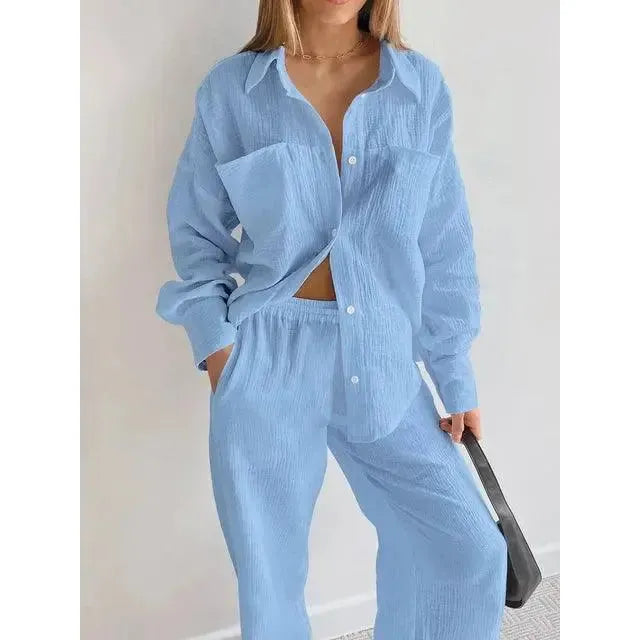 Cotton Dreams Pajama Sets - Blau / S - Damen-Set