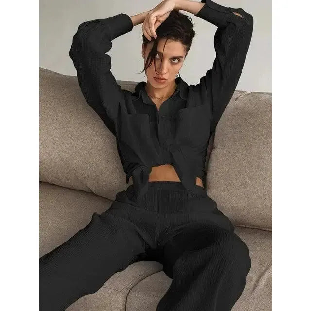 Cotton Dreams Pajama Sets - Schwarz / S - Damen-Set