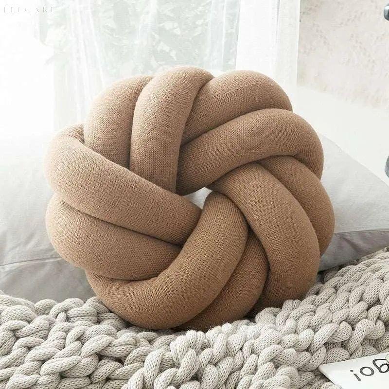 Cotton Knot Pillow - Baumwollknoten-Kissen - Braun - Kissen