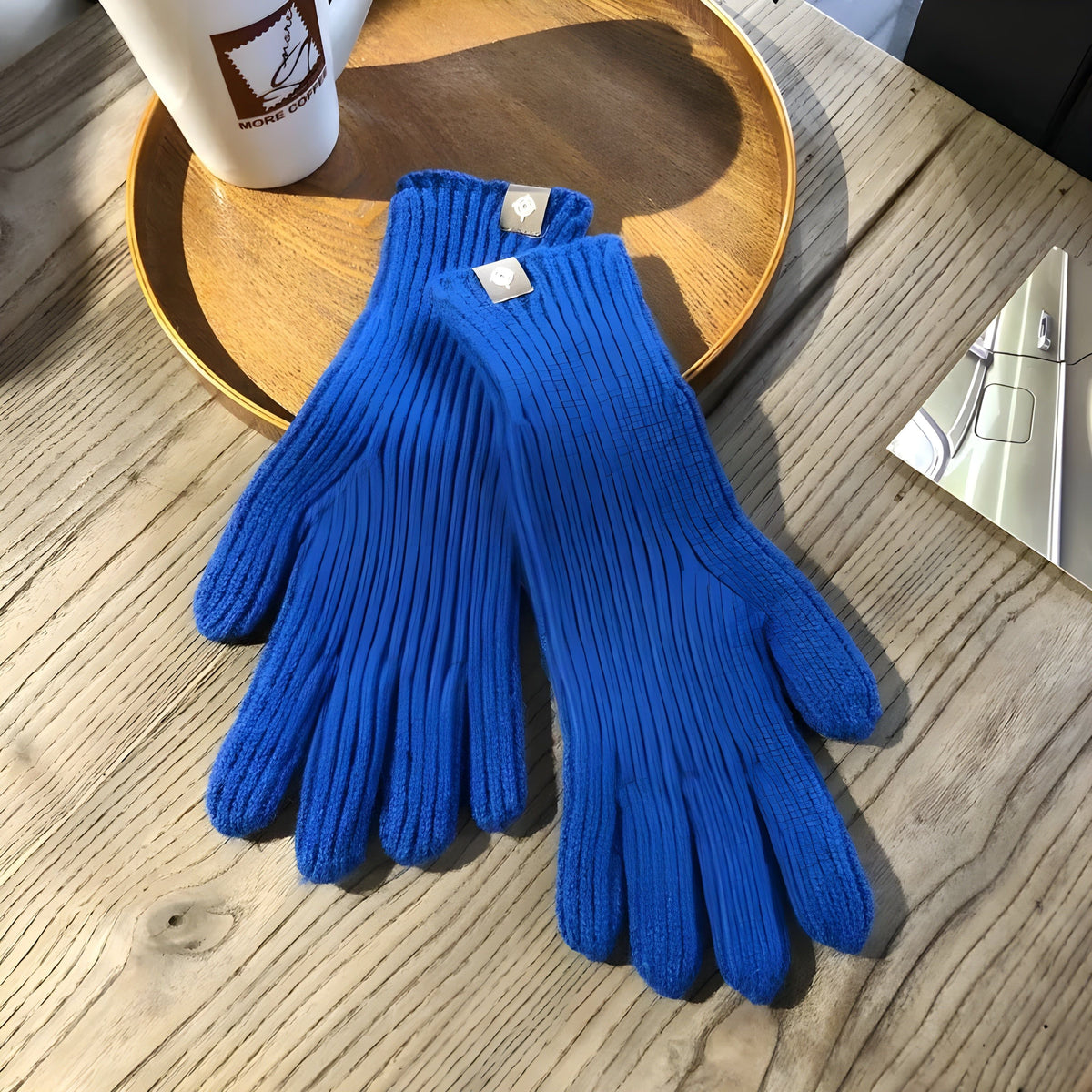 CozyTouch Handschuhe – Legere gestrickte Winterhandschuhe aus Wolle - Blau - Damenschuhe