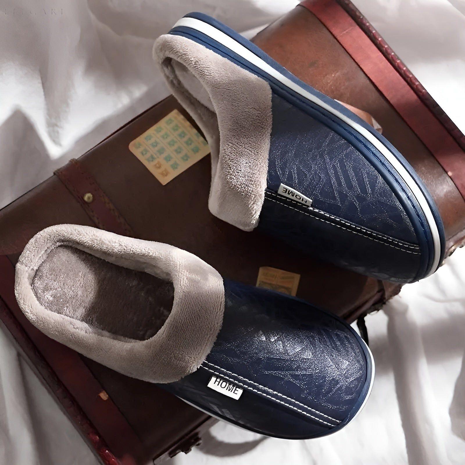 CozyWalk Slippers - Lässige Wasserdichte Vegan Leder Herren Hausschuhe - Saisonale Dekoration